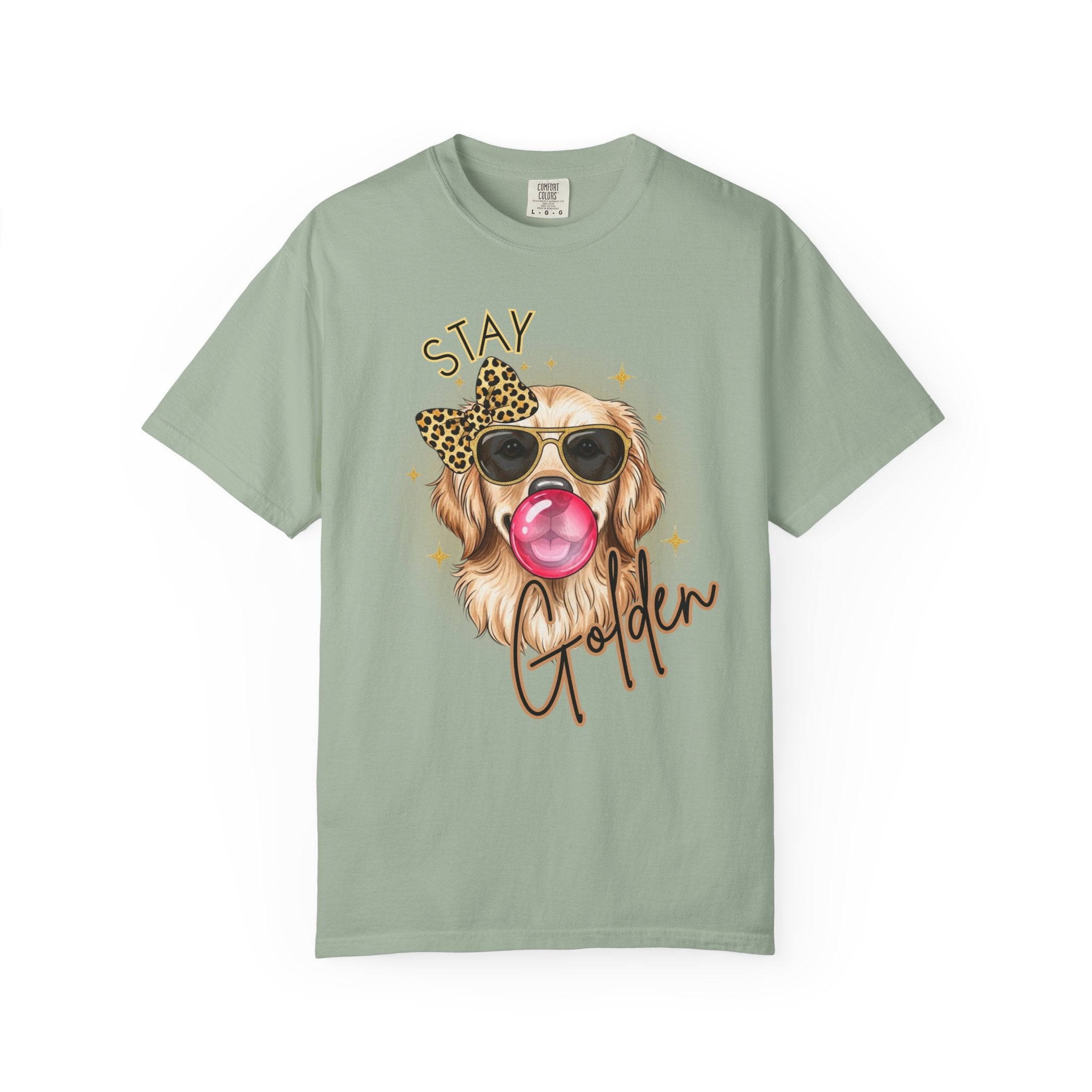 Stay Golden Retriever Shirt, Cute Dog Graphic Tee, Positive Vibes Energy, Bubble Gum Dog T Shirt, Aesthetic Pet Lover Gift, Gift for Her