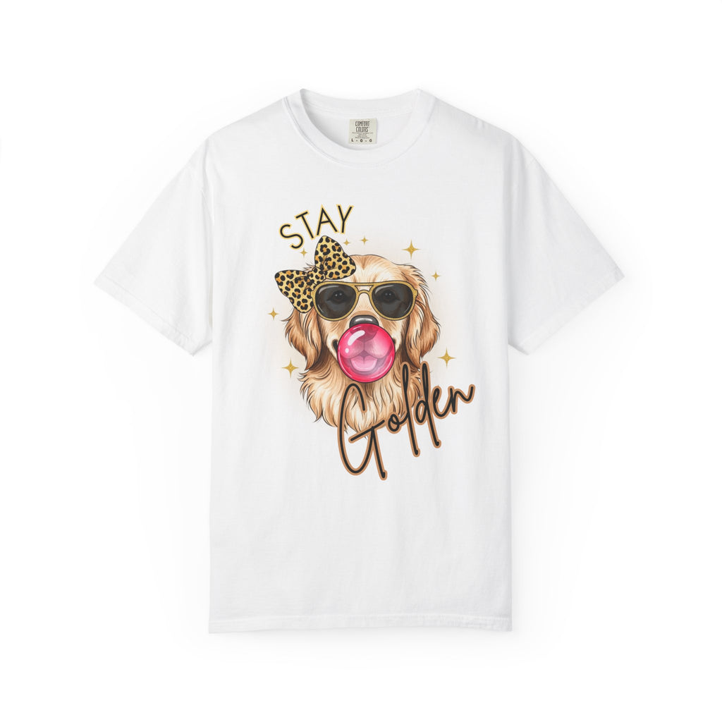 Stay Golden Retriever Shirt, Cute Dog Graphic Tee, Positive Vibes Energy, Bubble Gum Dog T Shirt, Aesthetic Pet Lover Gift, Gift for Her