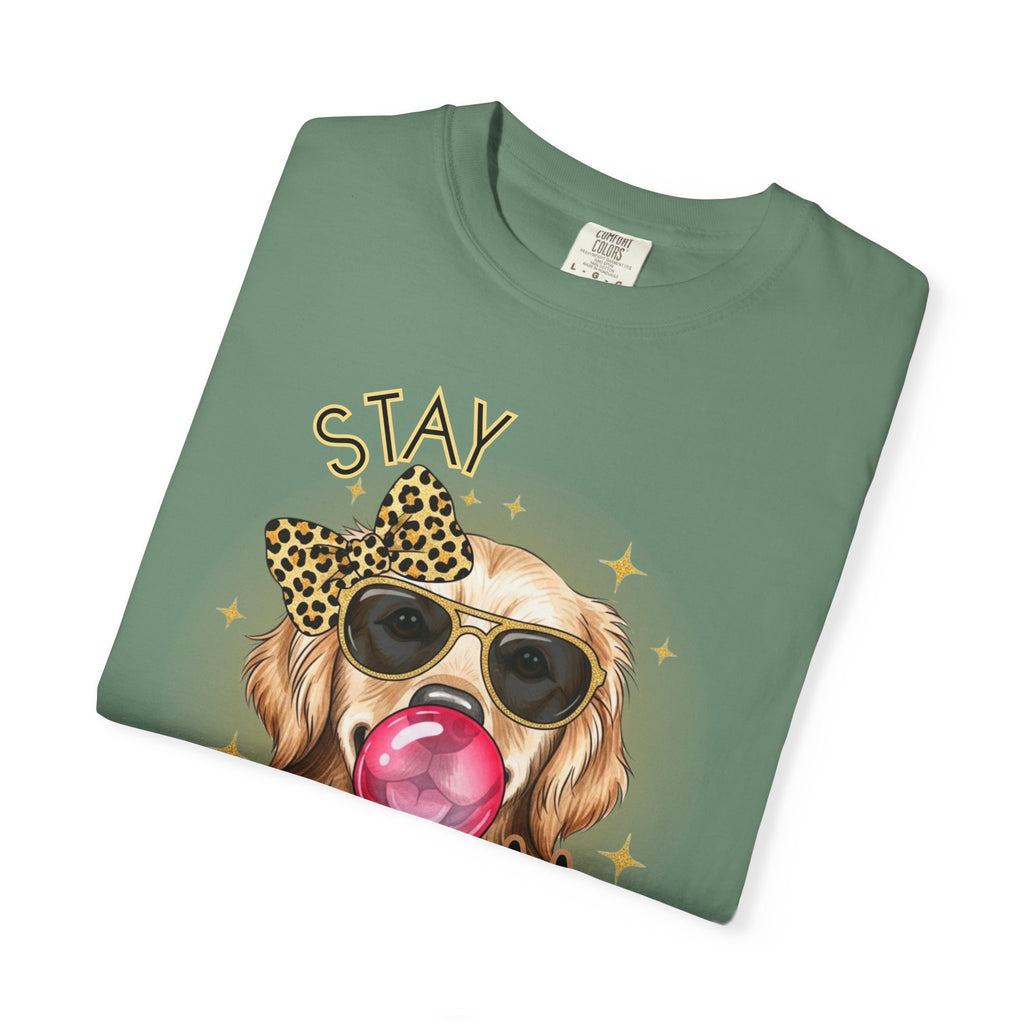 Stay Golden Retriever Shirt, Cute Dog Graphic Tee, Positive Vibes Energy, Bubble Gum Dog T Shirt, Aesthetic Pet Lover Gift, Gift for Her