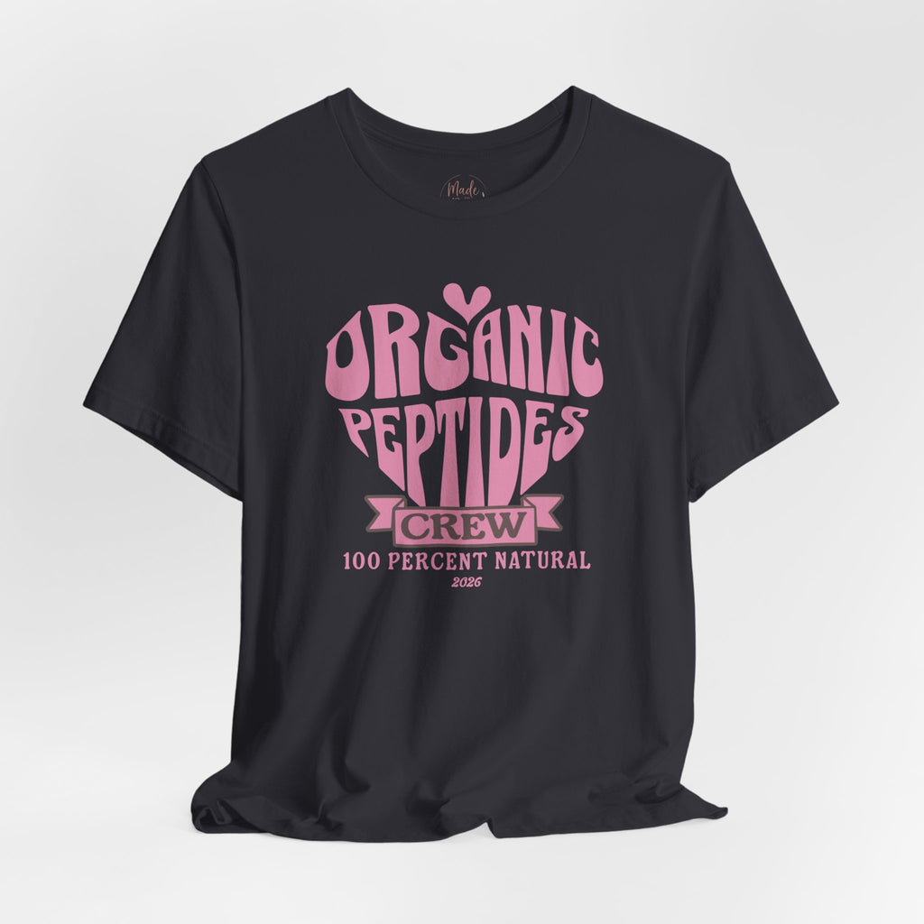 Organic Peptides Tee — Cute Retro Script Graphic T-Shirt