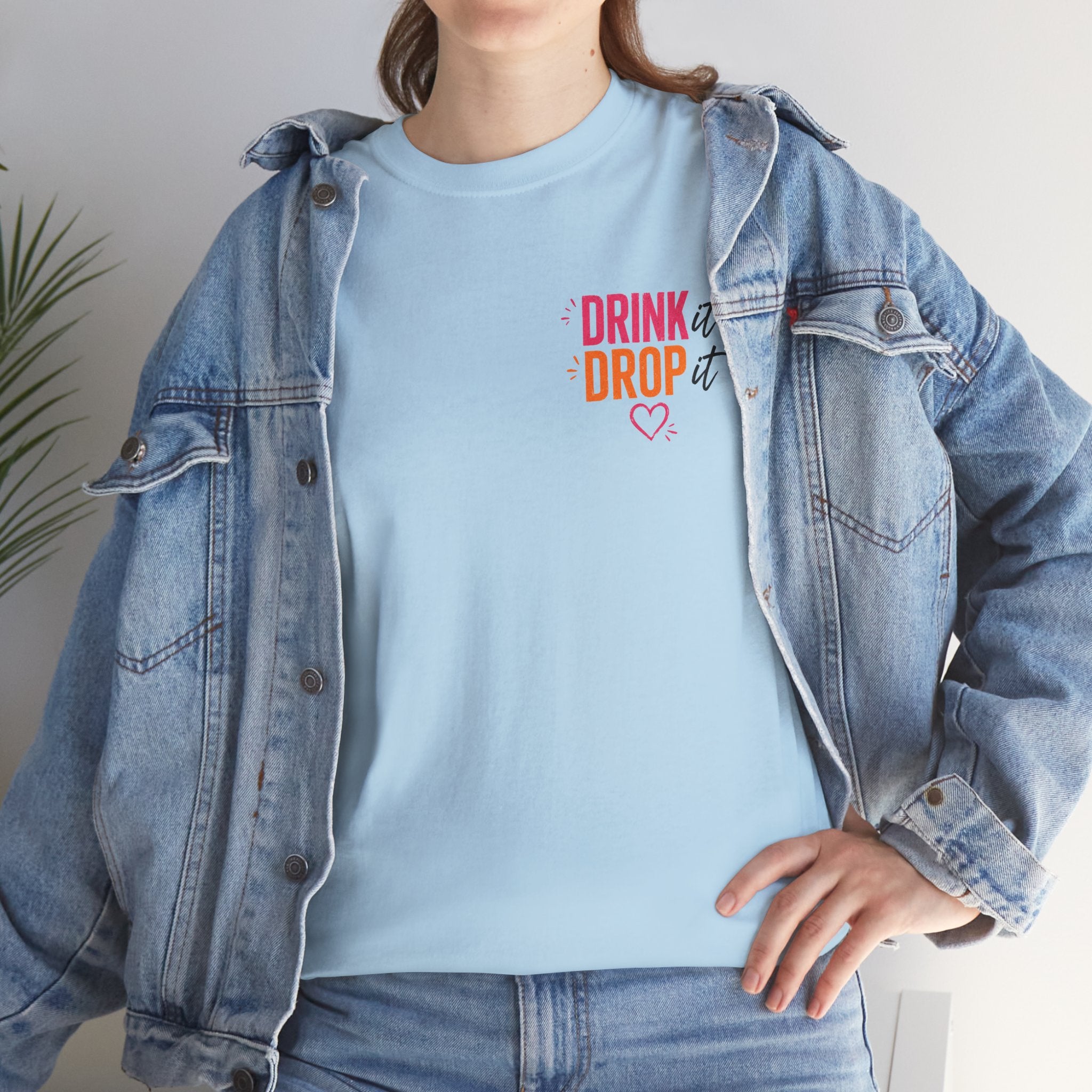 Drink Drop Heart Tee — Cute Minimalist Coffee Graphic T‑Shirt