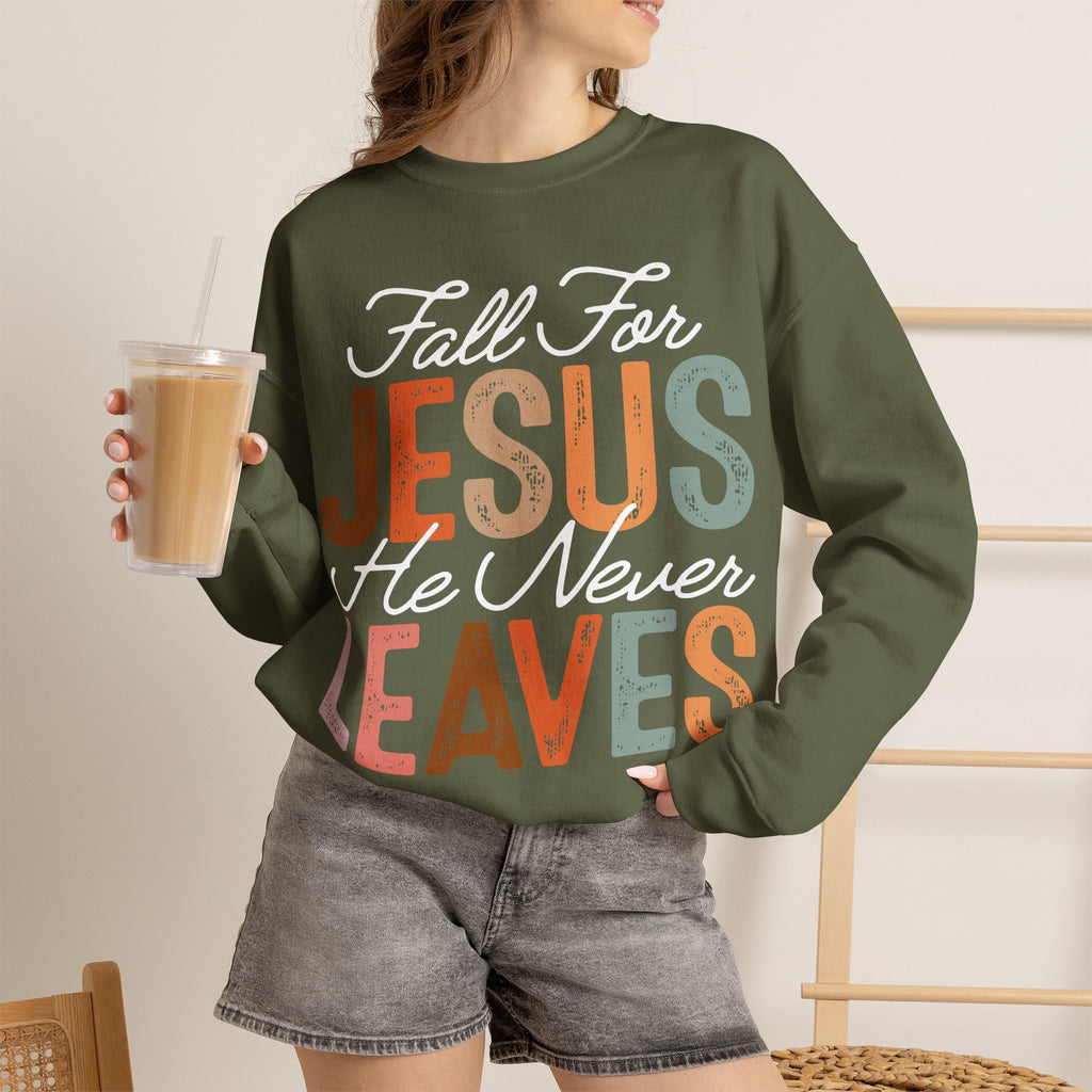 Fall For Jesus  Sweatshirt — Christian Faith Typography Crewneck
