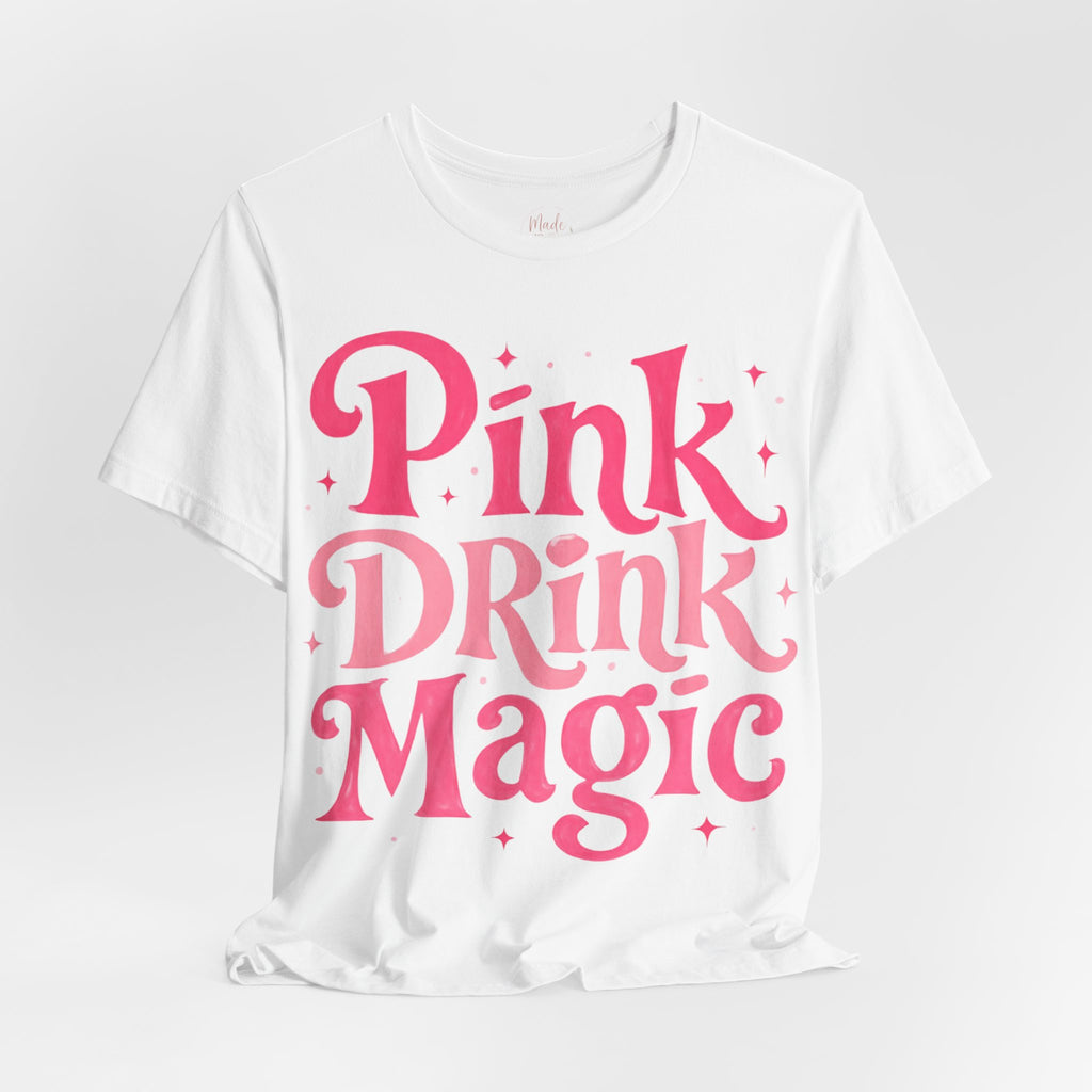 Pink Drink Magic Tee — Cute Retro Script Graphic T-Shirt