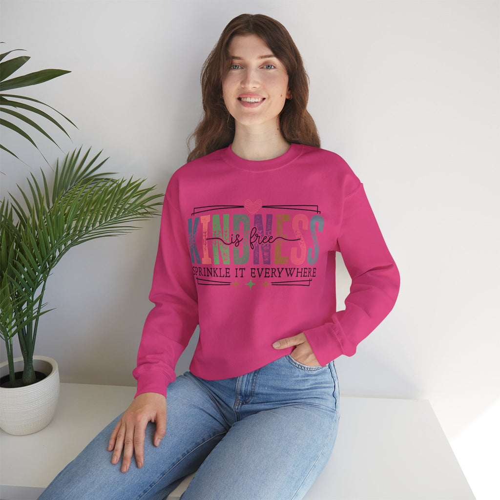 Kindness Is Free Sweatshirt, Retro Pastel Graphic Crewneck, Inspirational Teacher Gift, Gildan 18000 Cozy Fun Pullover