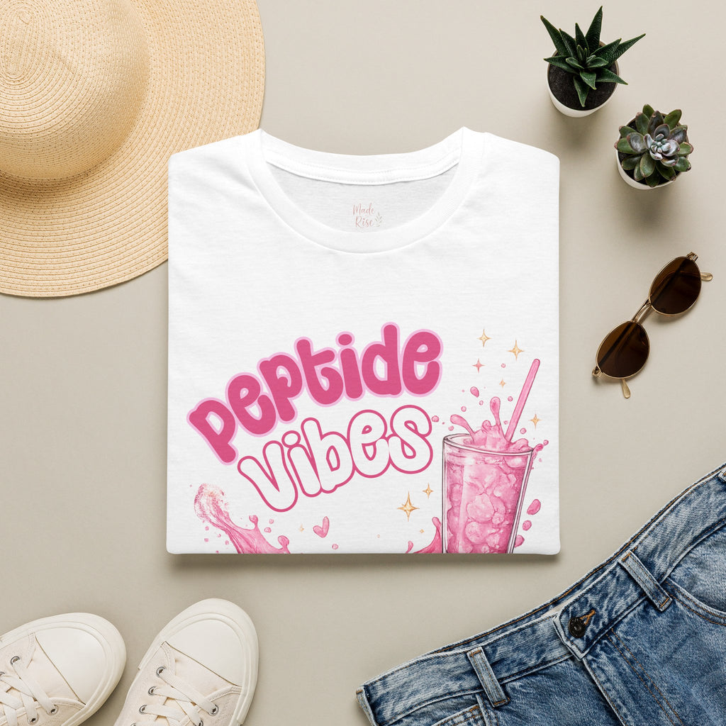 Peptide Vibes T-Shirt — Pink Boba Drink Graphic Tee