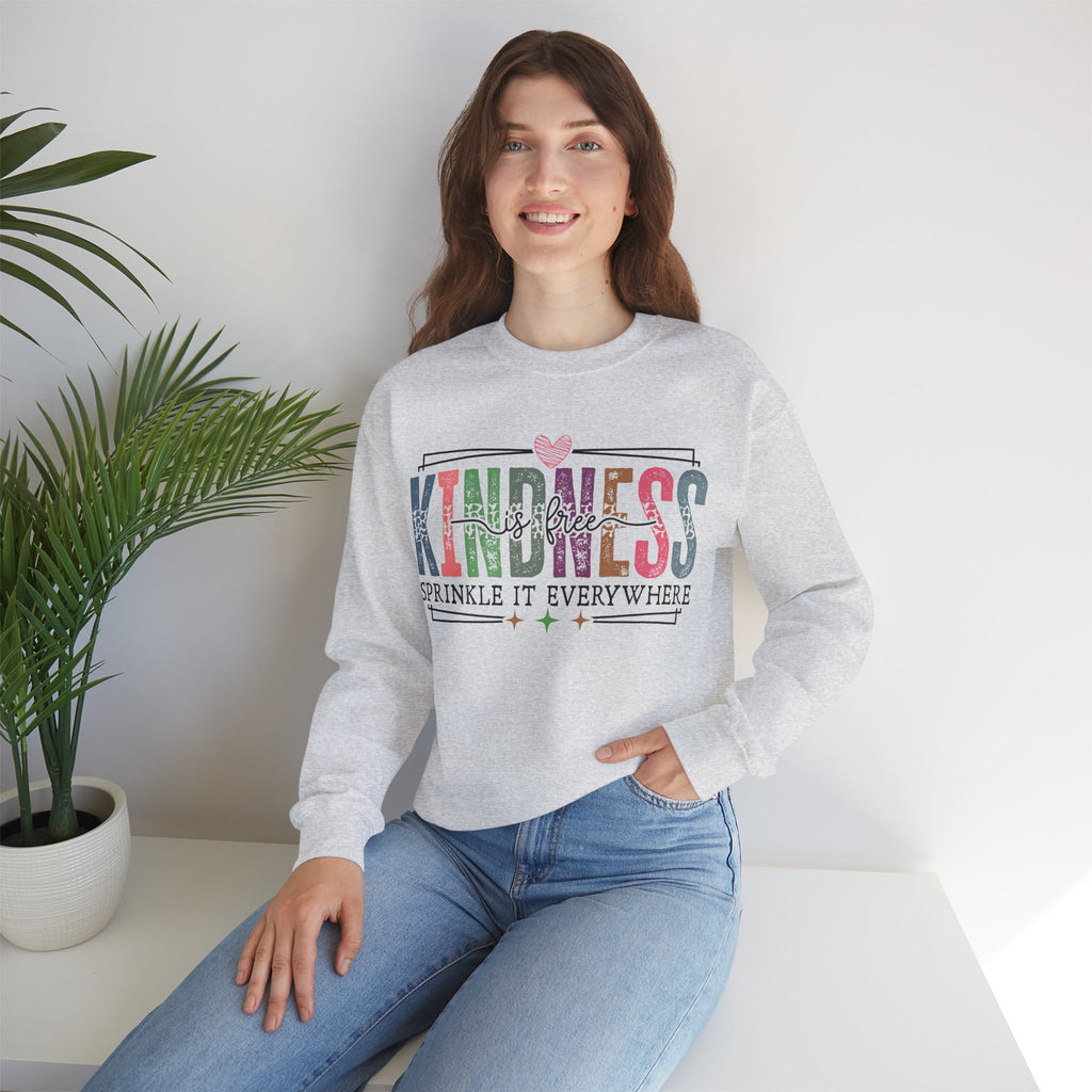 Kindness Is Free Sweatshirt, Retro Pastel Graphic Crewneck, Inspirational Teacher Gift, Gildan 18000 Cozy Fun Pullover