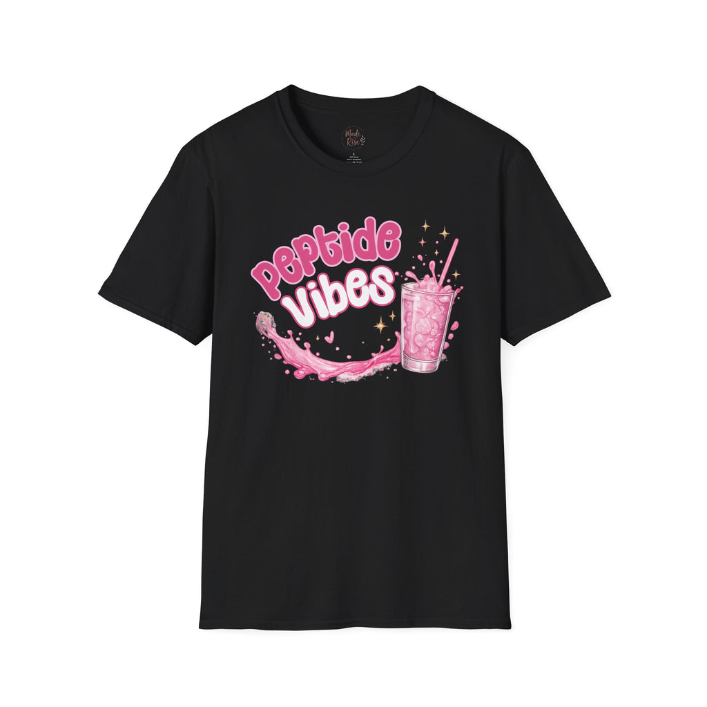 Peptide Vibes T-Shirt — Pink Boba Drink Graphic Tee