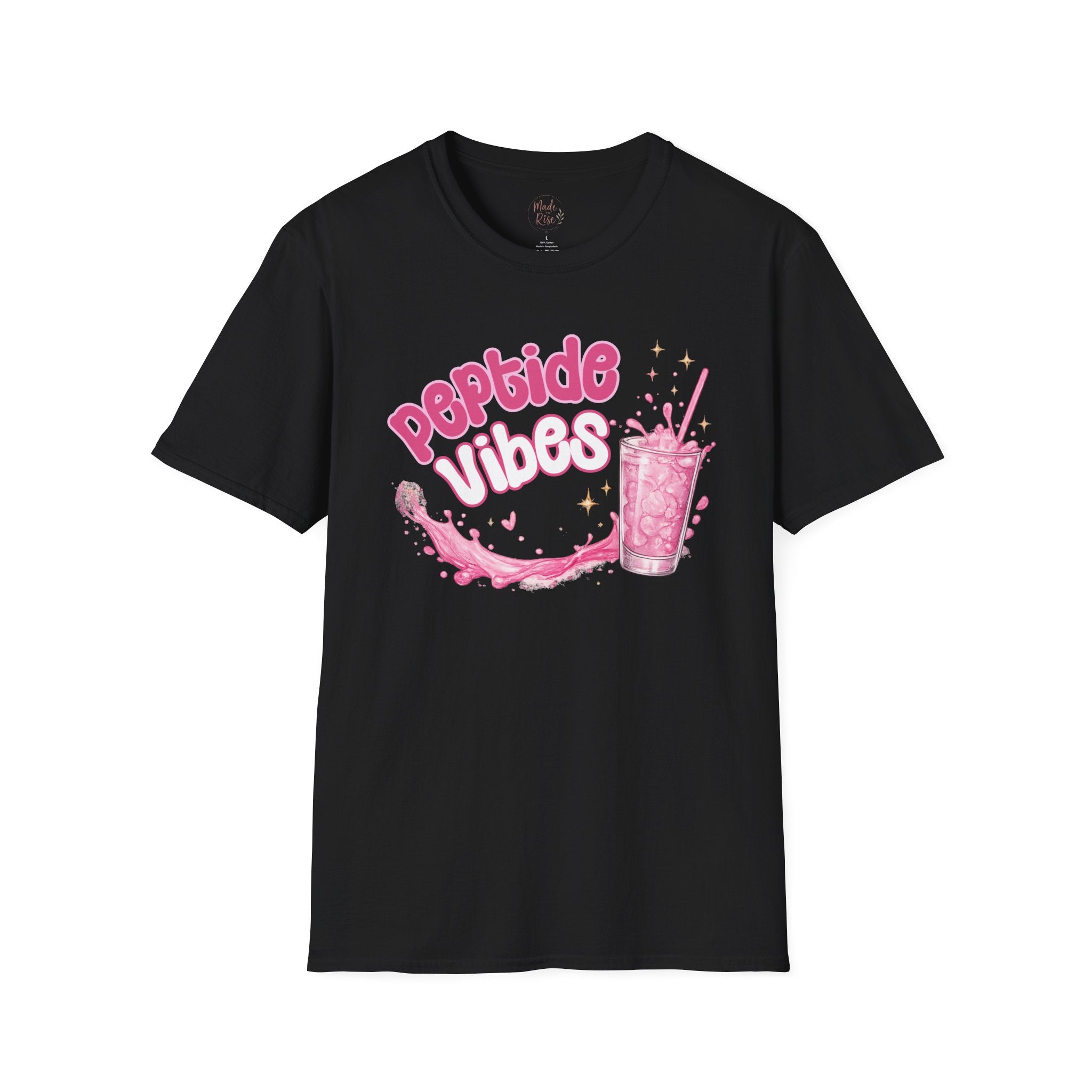 Peptide Vibes T-Shirt — Pink Boba Drink Graphic Tee