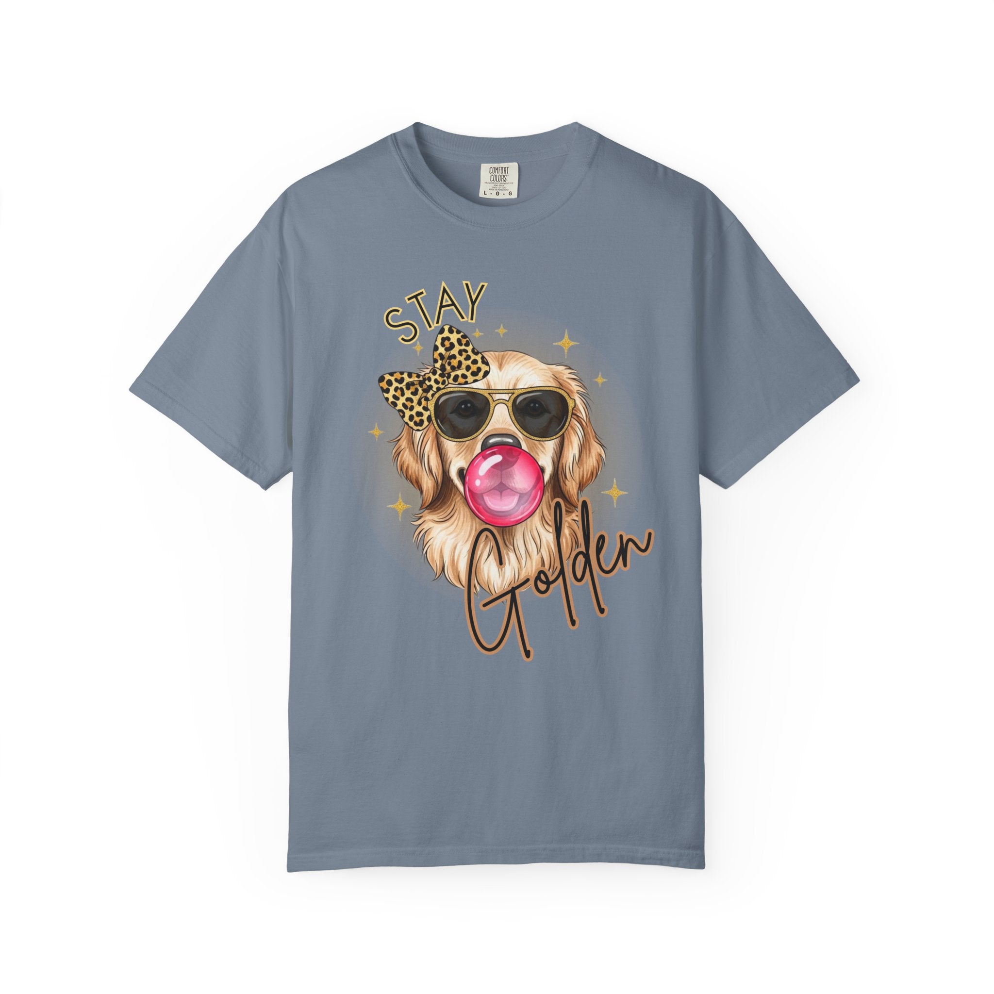 Stay Golden Retriever Shirt, Cute Dog Graphic Tee, Positive Vibes Energy, Bubble Gum Dog T Shirt, Aesthetic Pet Lover Gift, Gift for Her