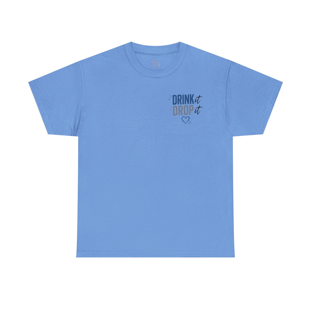 Blue Drink Drop Heart Tee — Cute Minimalist Coffee Graphic T‑Shirt