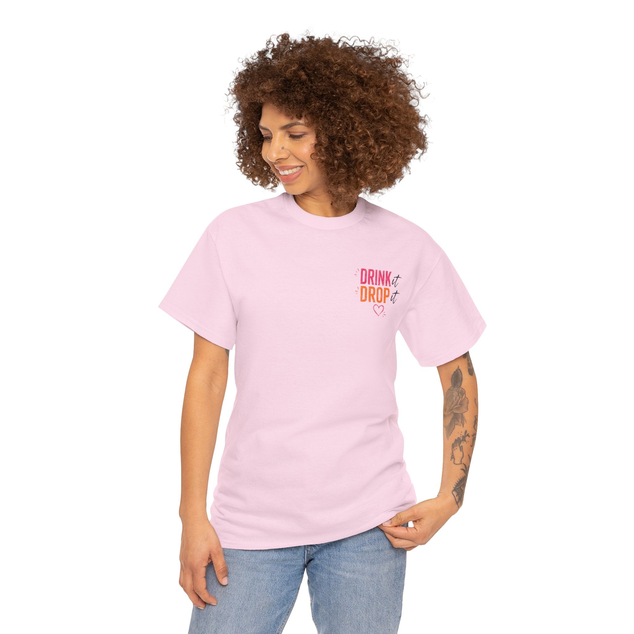 Drink Drop It or Lit Tee — Retro Cocktail Party Graphic T-Shirt