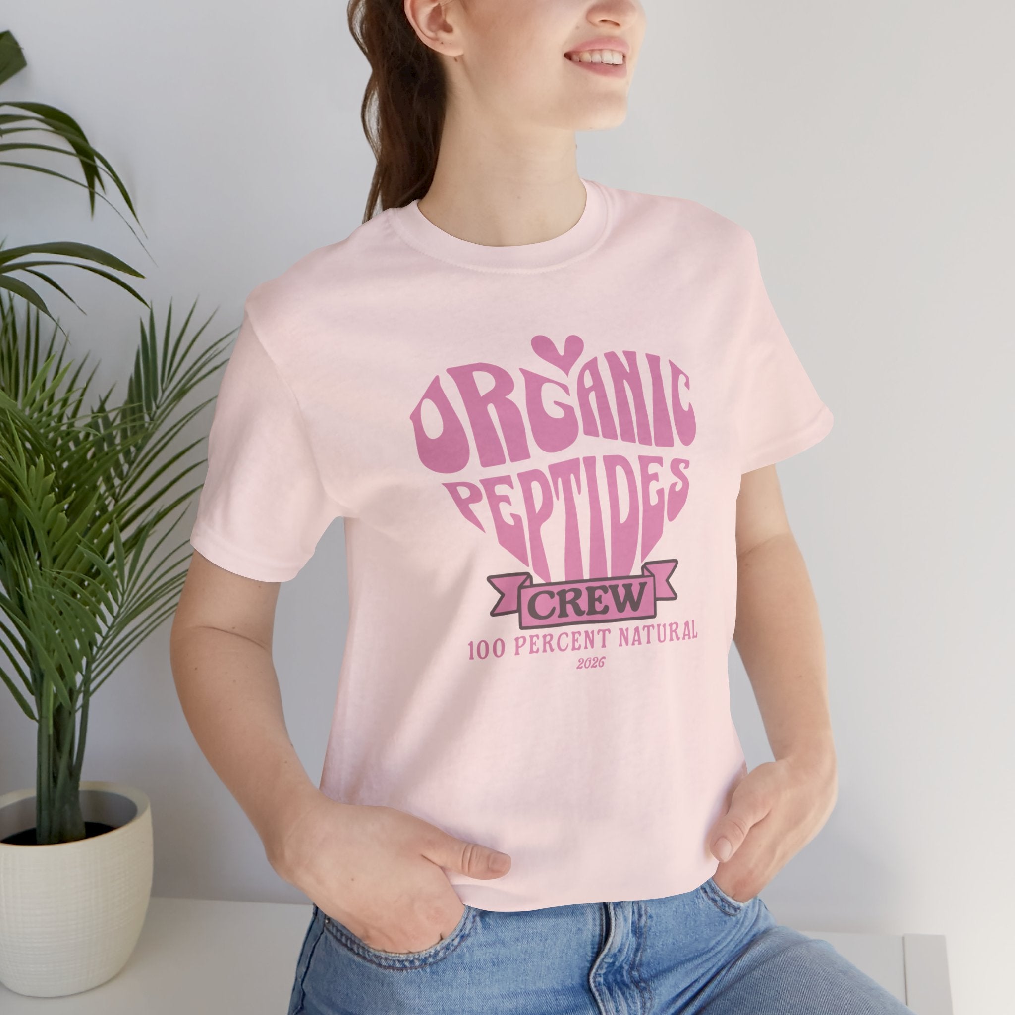Organic Peptides Tee — Cute Retro Script Graphic T-Shirt