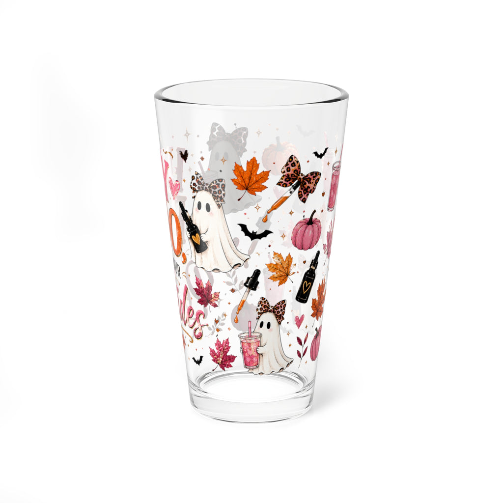 Hey Boo Take Your Peptides Mixing Glass - 16oz Halloween Cocktail Pint