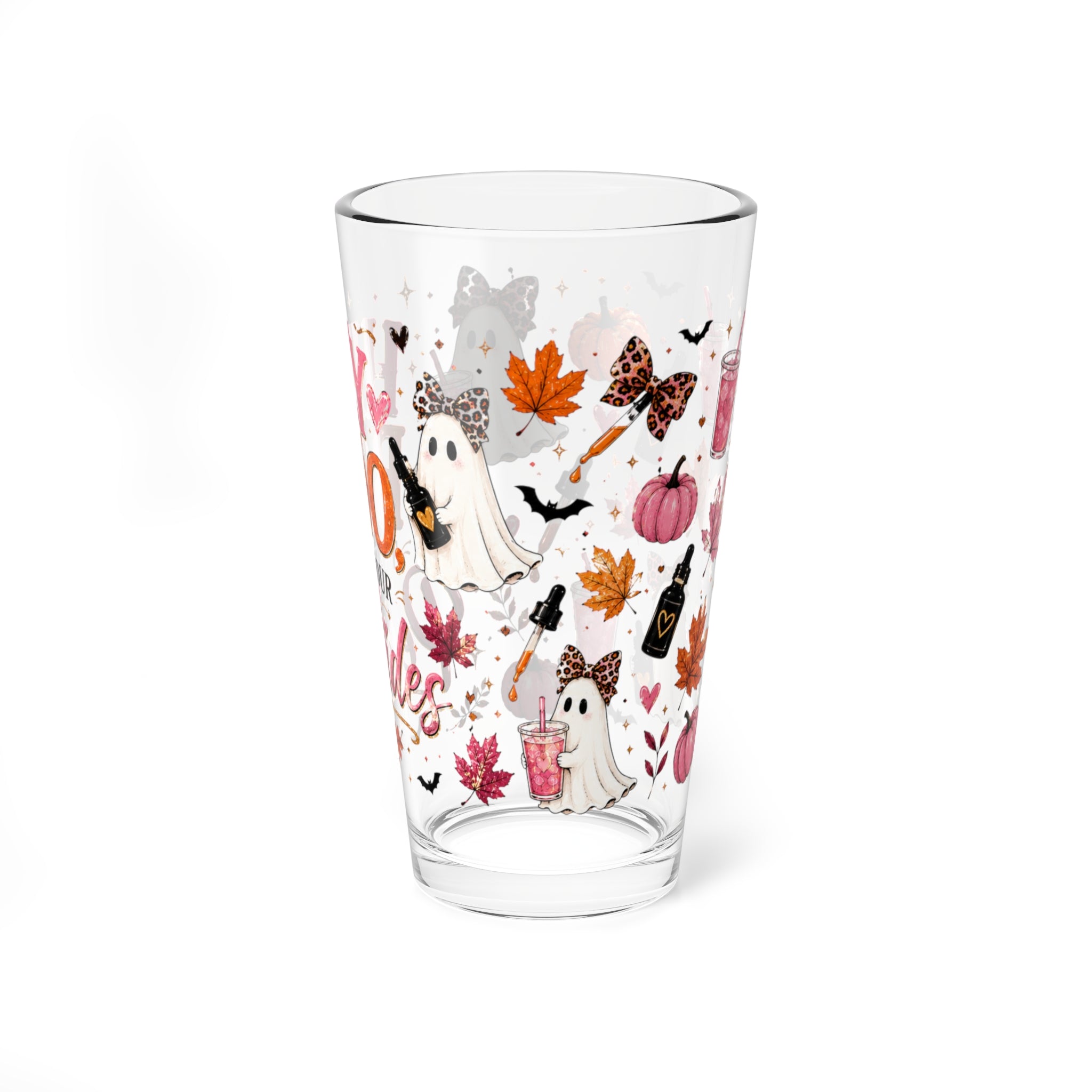 Hey Boo Take Your Peptides Mixing Glass - 16oz Halloween Cocktail Pint