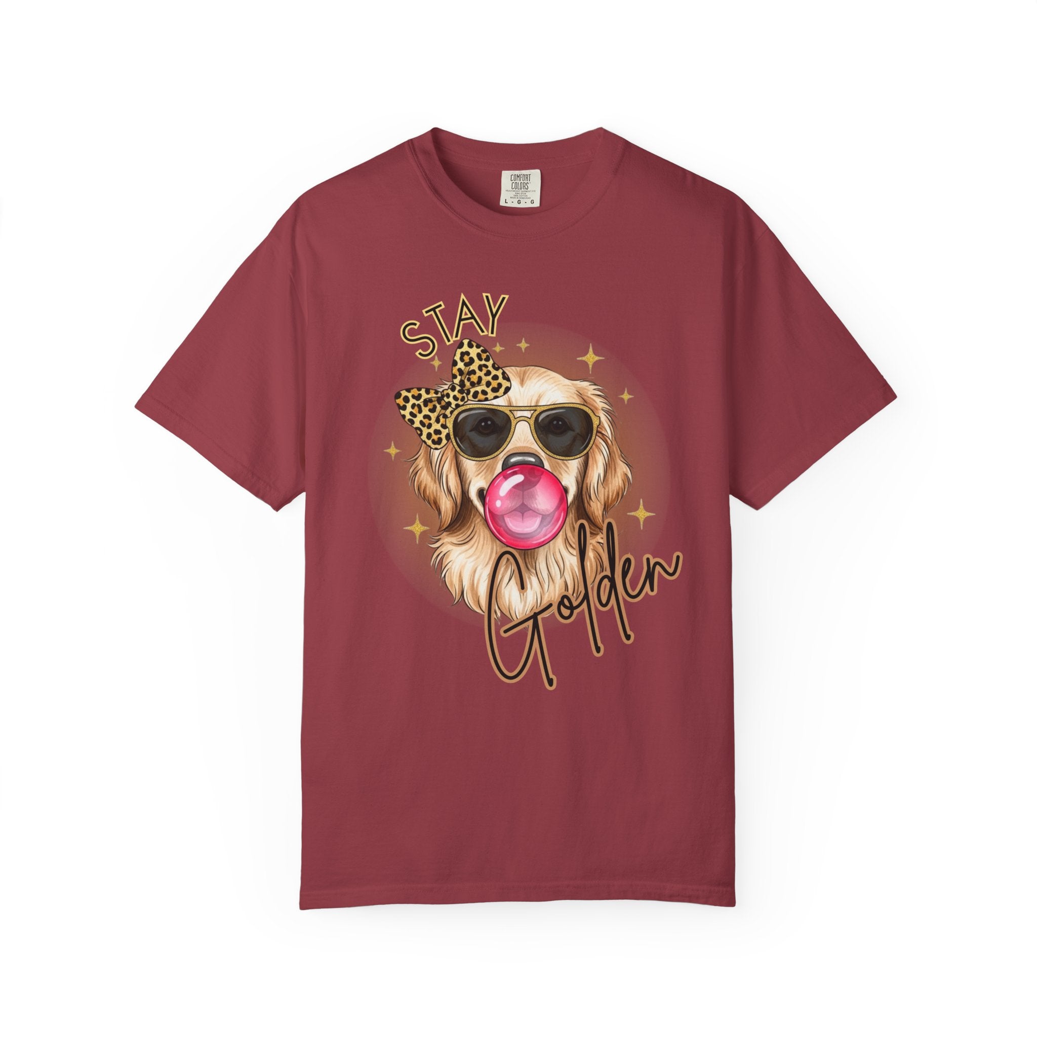 Stay Golden Retriever Shirt, Cute Dog Graphic Tee, Positive Vibes Energy, Bubble Gum Dog T Shirt, Aesthetic Pet Lover Gift, Gift for Her
