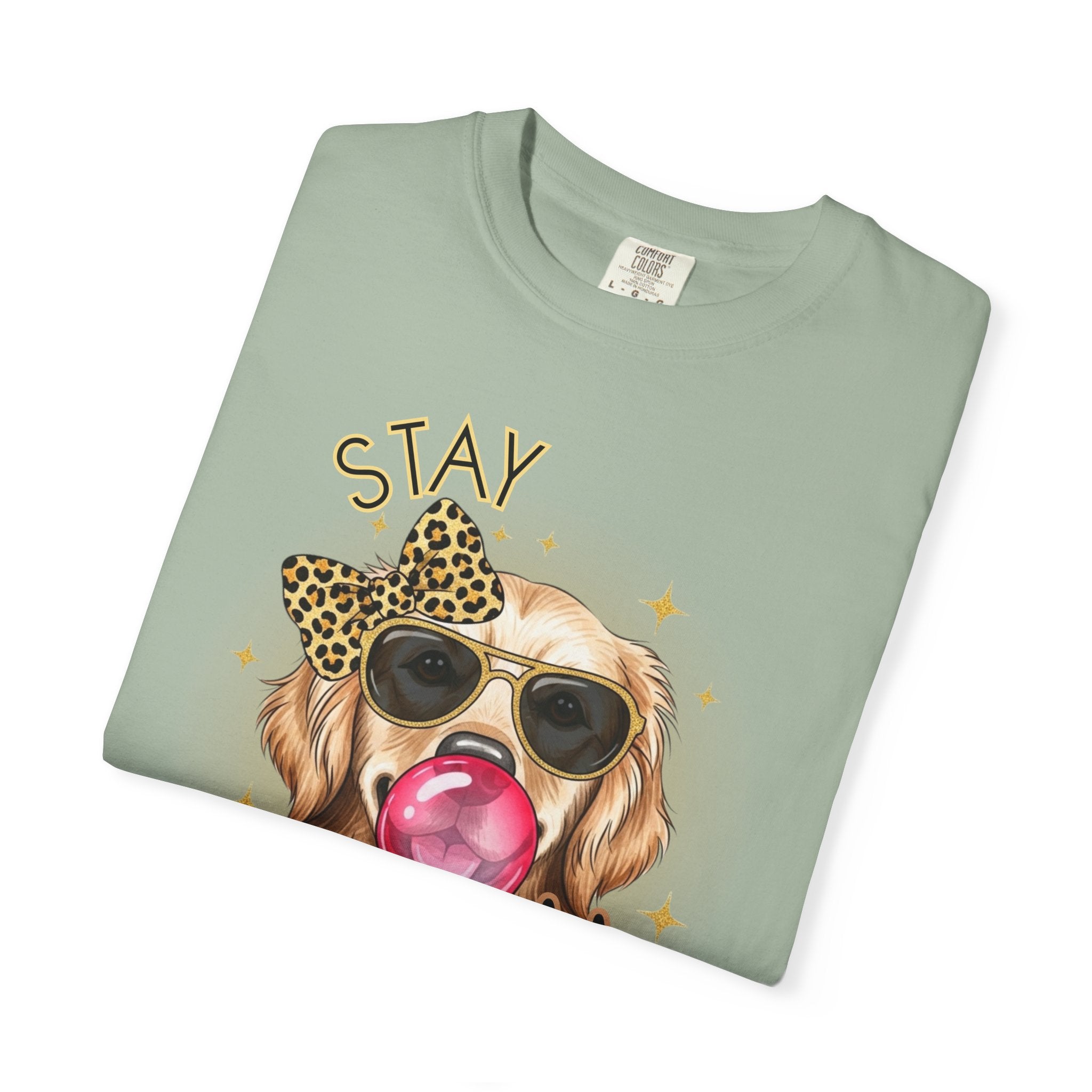 Stay Golden Retriever Shirt, Cute Dog Graphic Tee, Positive Vibes Energy, Bubble Gum Dog T Shirt, Aesthetic Pet Lover Gift, Gift for Her