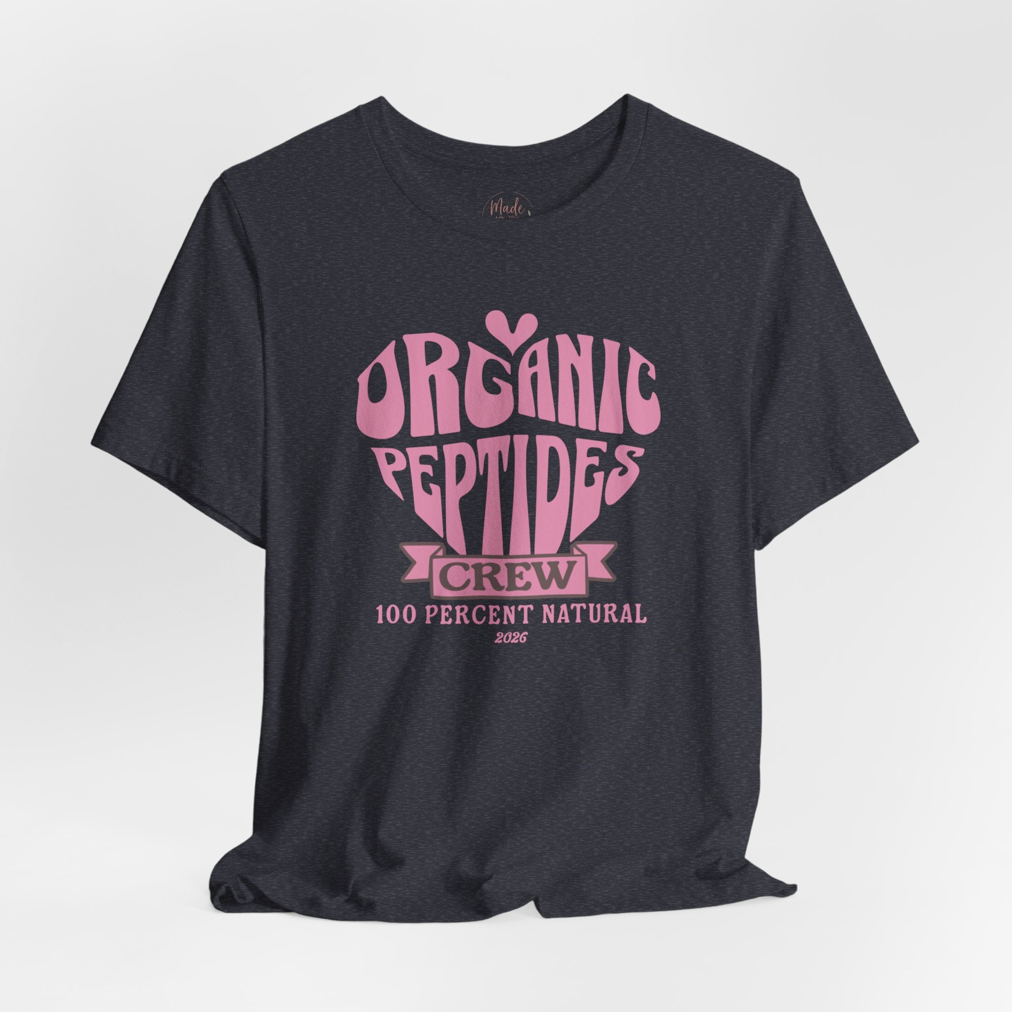 Organic Peptides Tee — Cute Retro Script Graphic T-Shirt