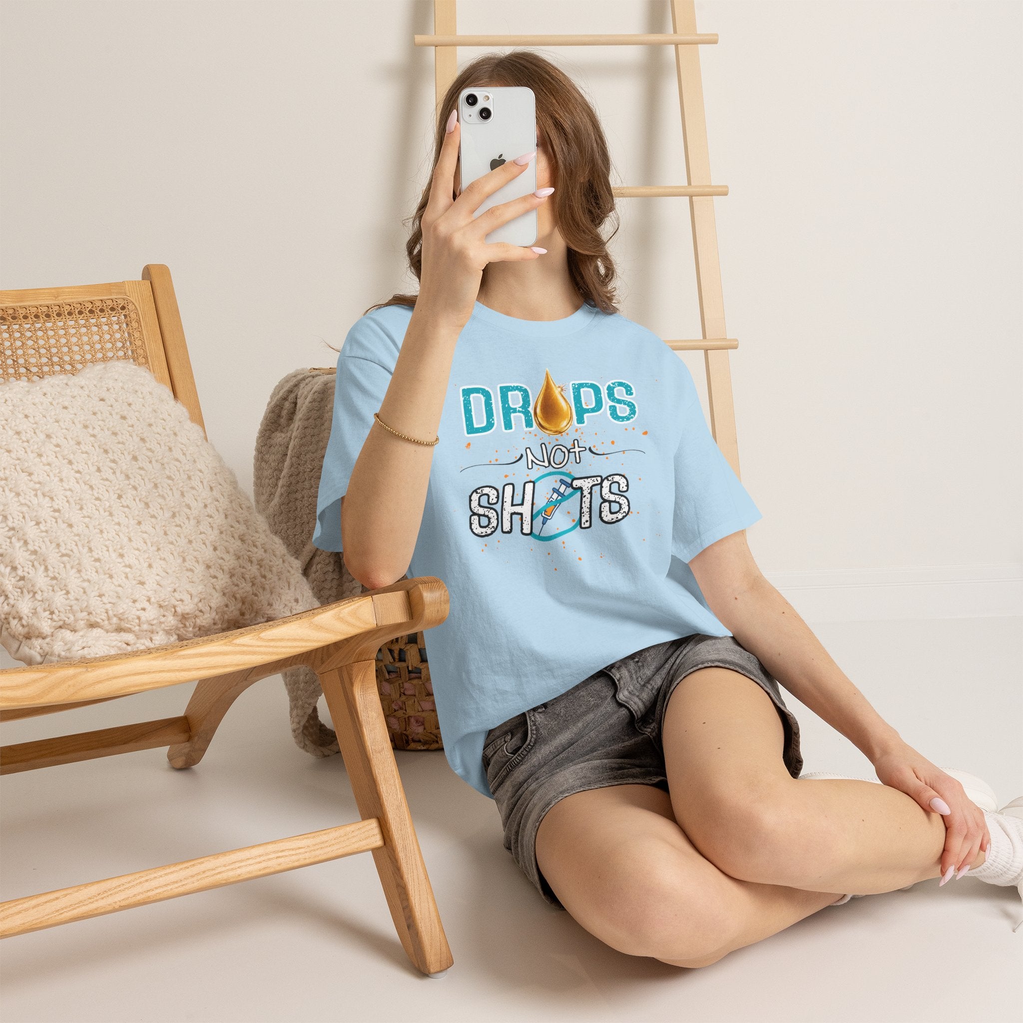 Drops not Shots Blue Graphic Tee