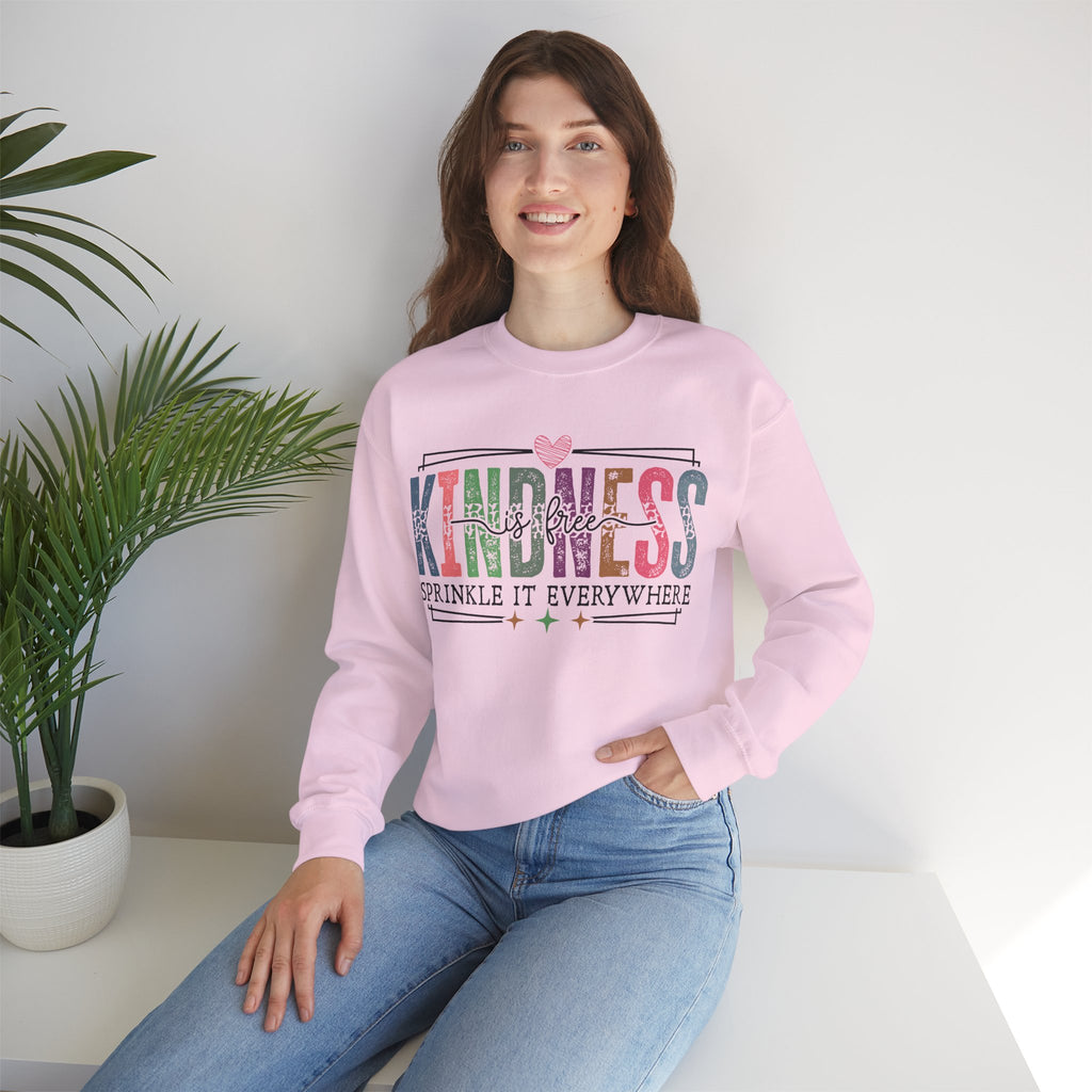 Kindness Is Free Sweatshirt, Retro Pastel Graphic Crewneck, Inspirational Teacher Gift, Gildan 18000 Cozy Fun Pullover