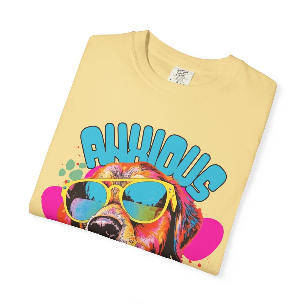 Retro Golden Retriever Shirt, Anxious but Pawsitive Tee, Mental Health Dog Mom, Comfort Colors Colorful Puppy T Shirt, Dog Lover Gift