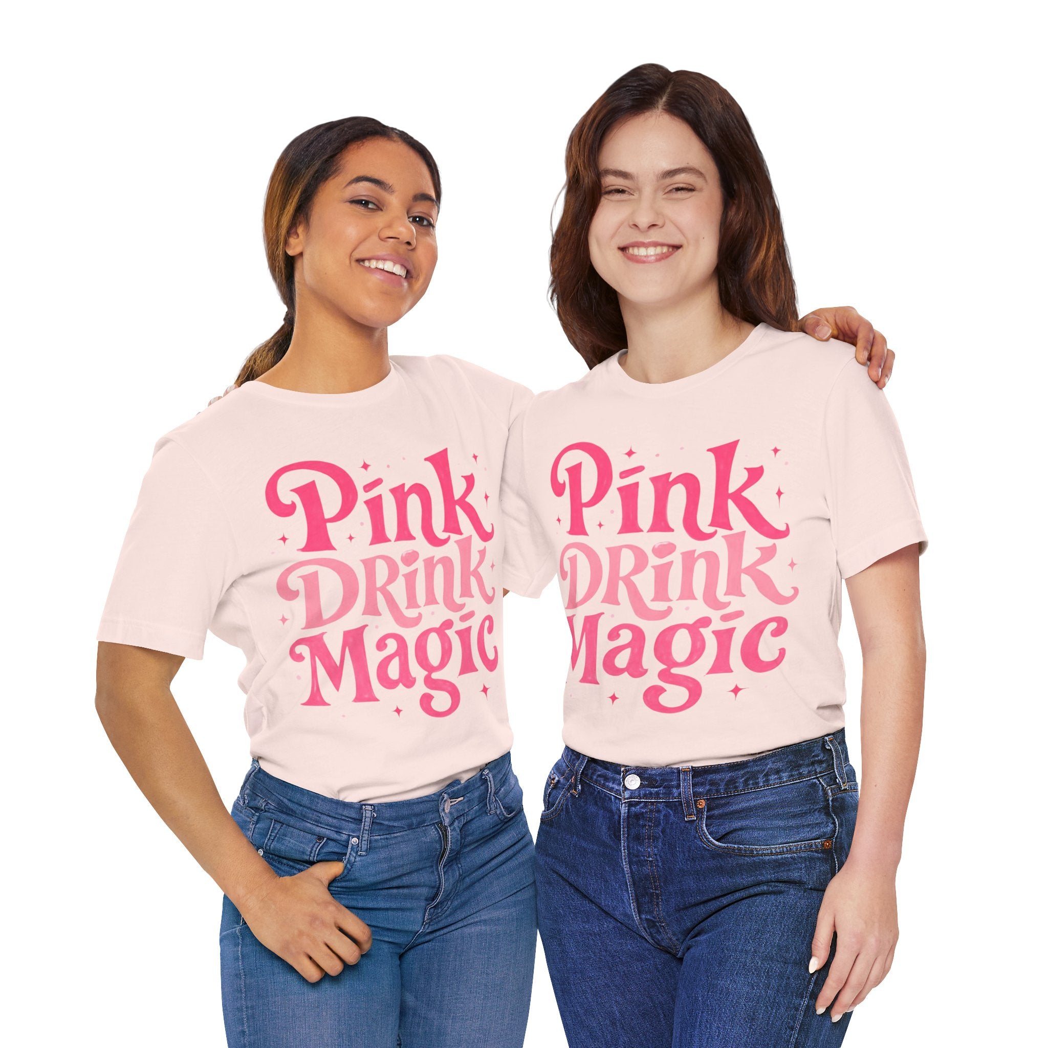 Pink Drink Magic Tee — Cute Retro Script Graphic T-Shirt