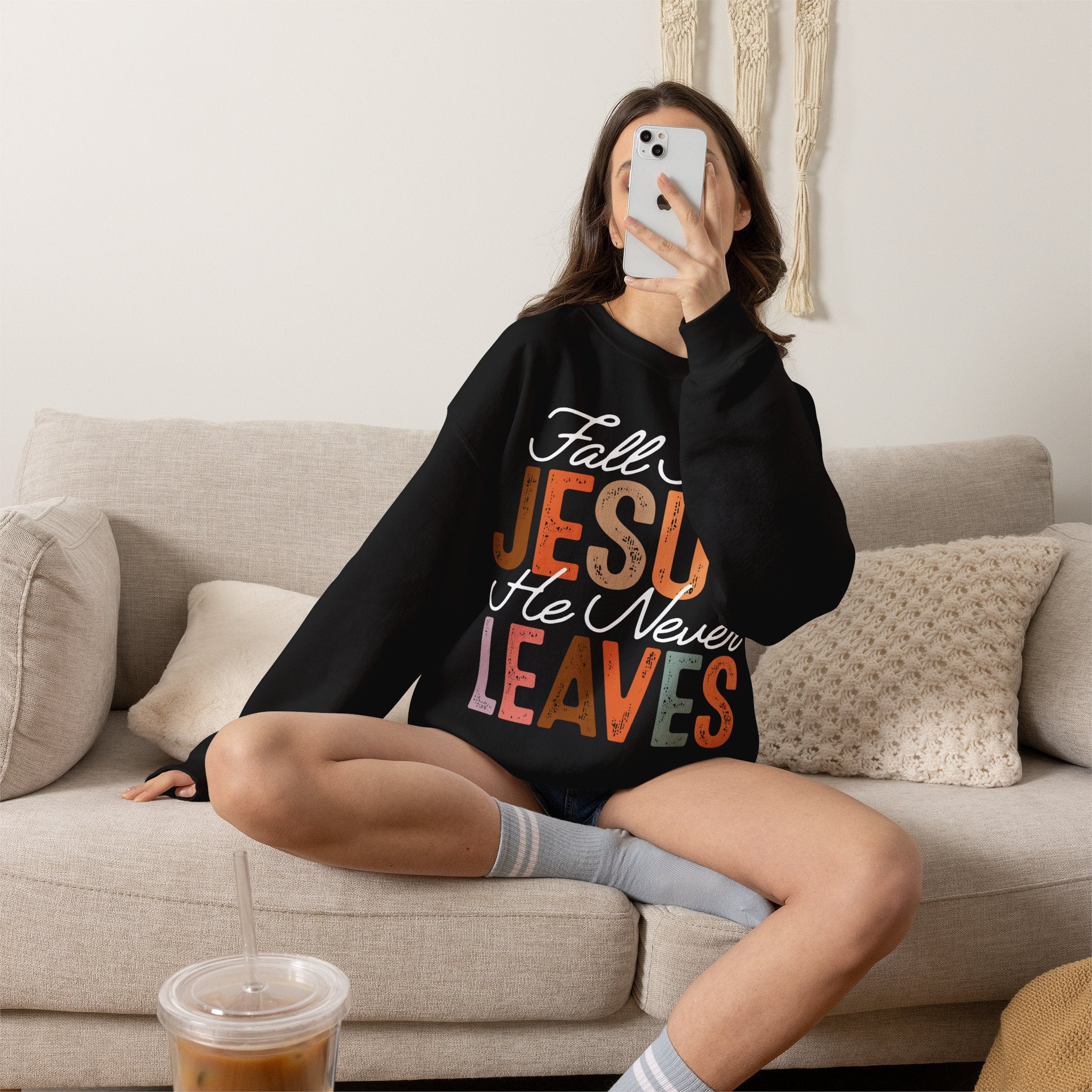 Fall For Jesus  Sweatshirt — Christian Faith Typography Crewneck