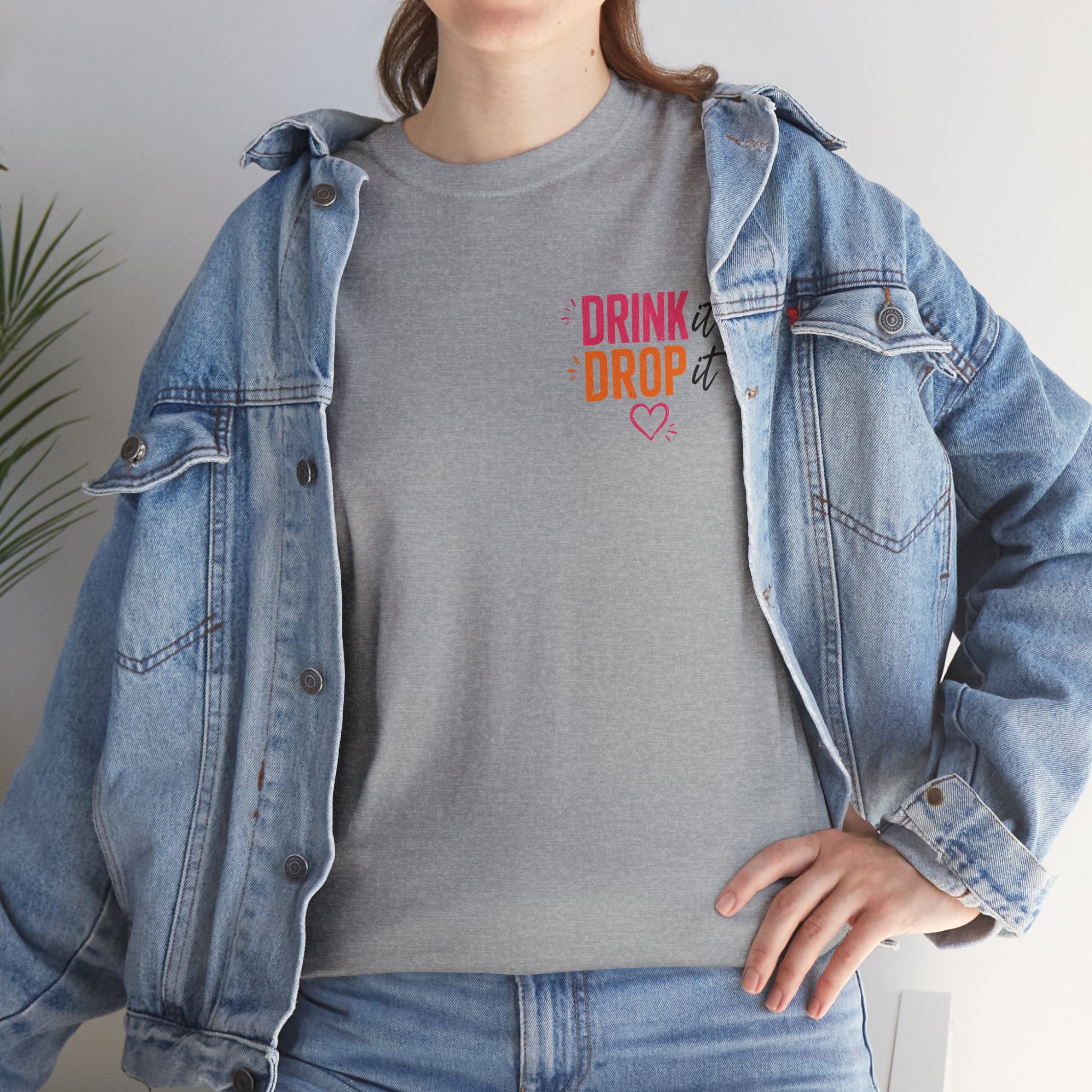 Drink Drop Heart Tee — Cute Minimalist Coffee Graphic T‑Shirt