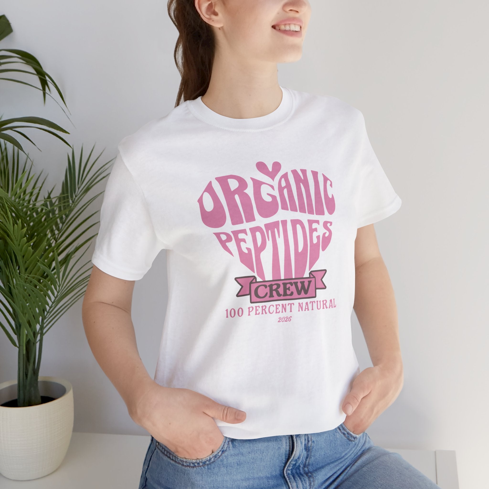 Organic Peptides Tee — Cute Retro Script Graphic T-Shirt