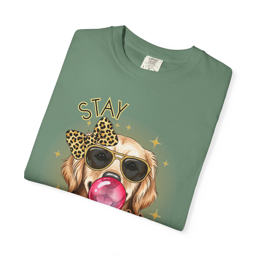 Stay Golden Retriever Shirt, Cute Dog Graphic Tee, Positive Vibes Energy, Bubble Gum Dog T Shirt, Aesthetic Pet Lover Gift, Gift for Her