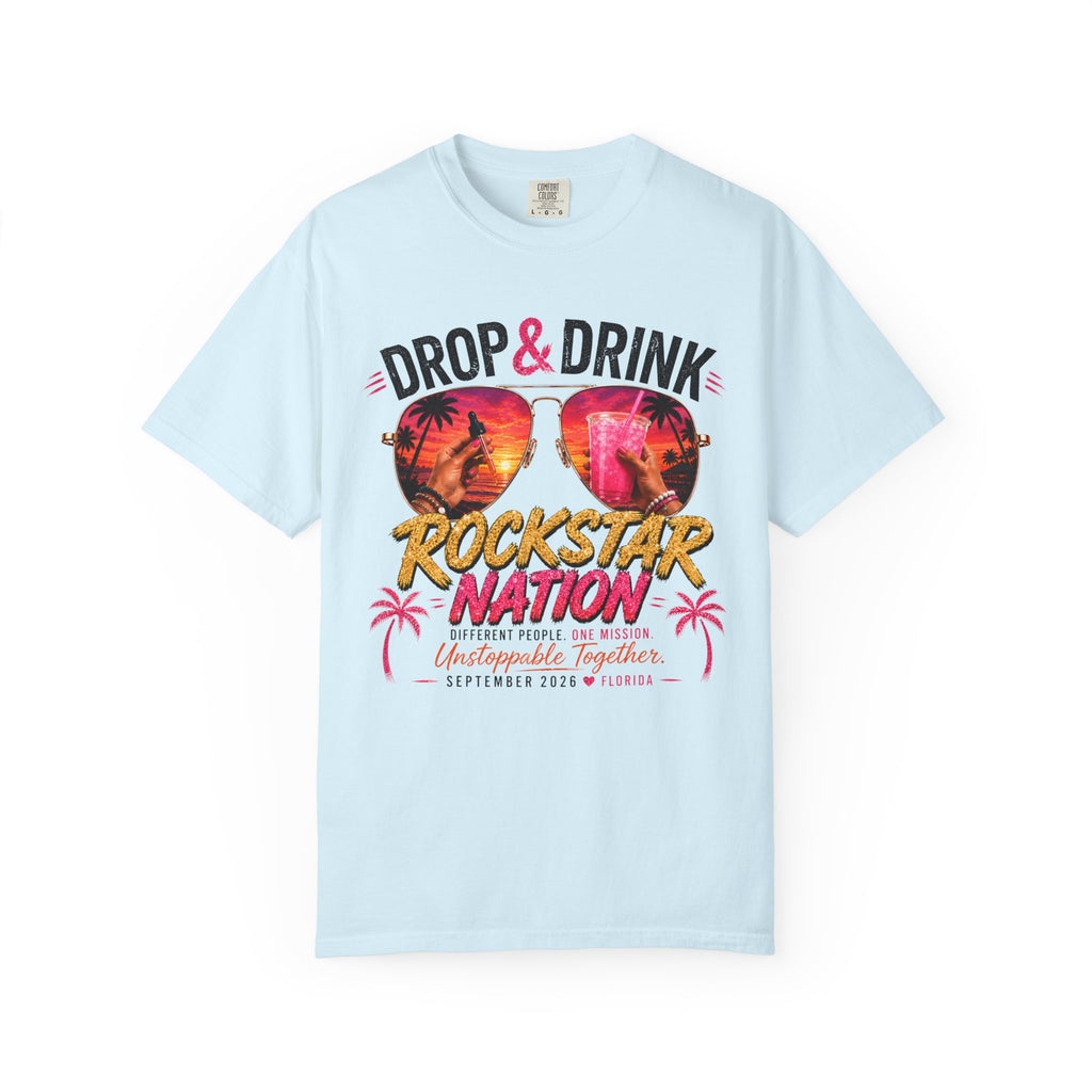 Unisex Drop & Drink Change Lives T-Shirt — Firefighter Sunglasses Graphic Tee