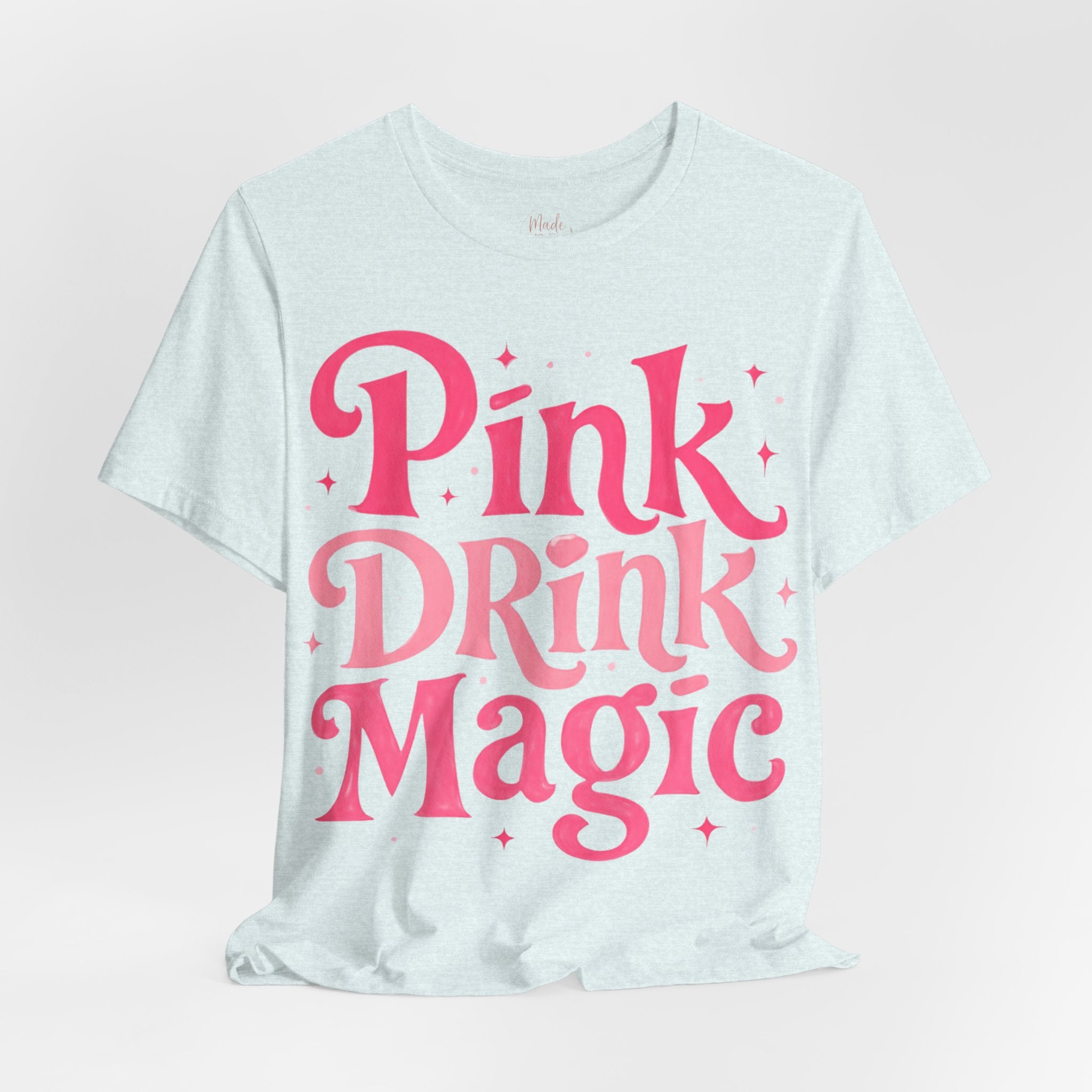 Pink Drink Magic Tee — Cute Retro Script Graphic T-Shirt