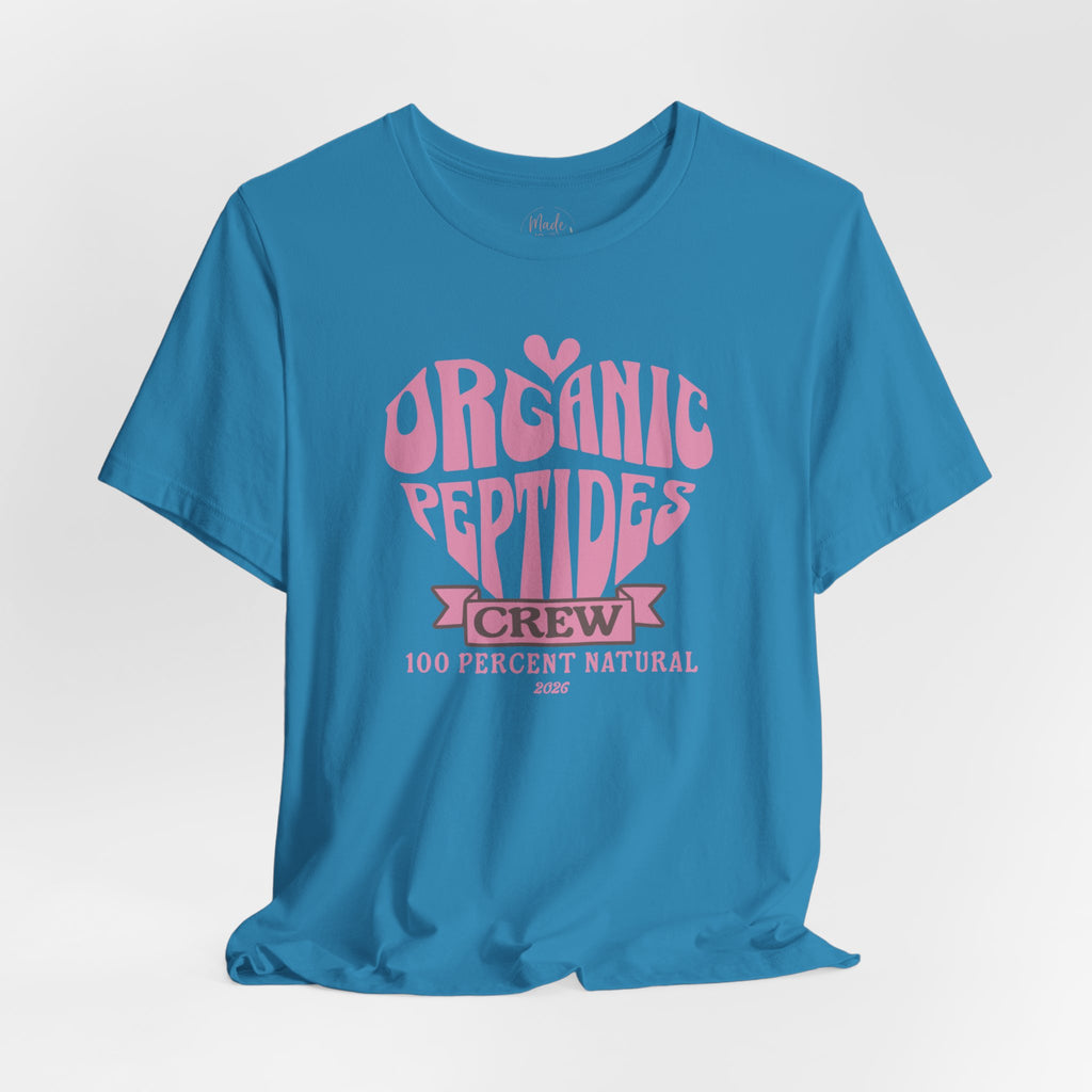 Organic Peptides Tee — Cute Retro Script Graphic T-Shirt