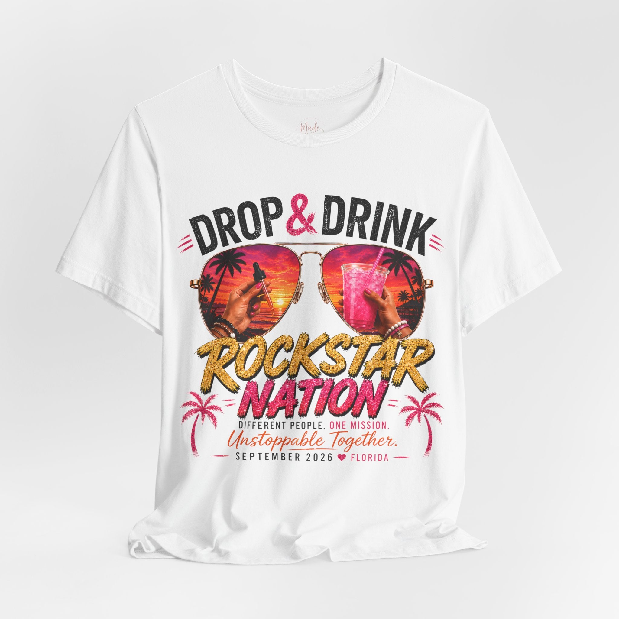 Team Drop & Drink Beach T‑Shirt –  Sunglasses Graphic
