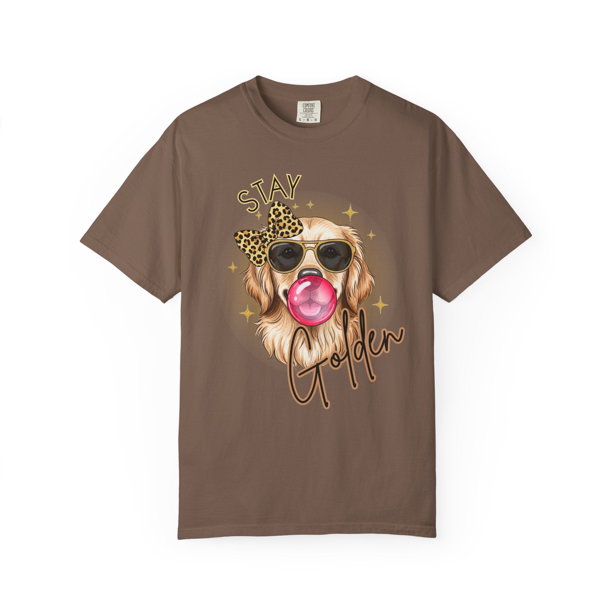 Stay Golden Retriever Shirt, Cute Dog Graphic Tee, Positive Vibes Energy, Bubble Gum Dog T Shirt, Aesthetic Pet Lover Gift, Gift for Her