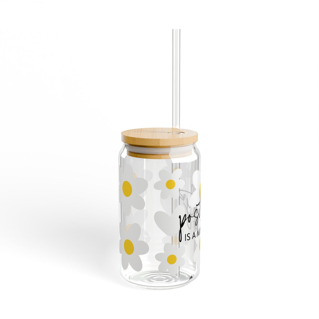Positivity Is a Mindset 16oz Glass Sipper Cup