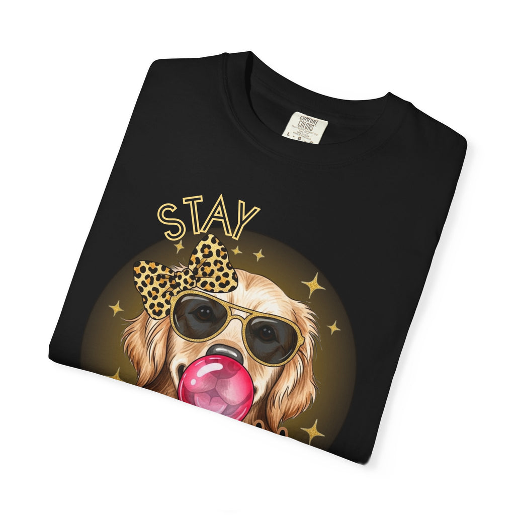 Stay Golden Retriever Shirt, Cute Dog Graphic Tee, Positive Vibes Energy, Bubble Gum Dog T Shirt, Aesthetic Pet Lover Gift, Gift for Her