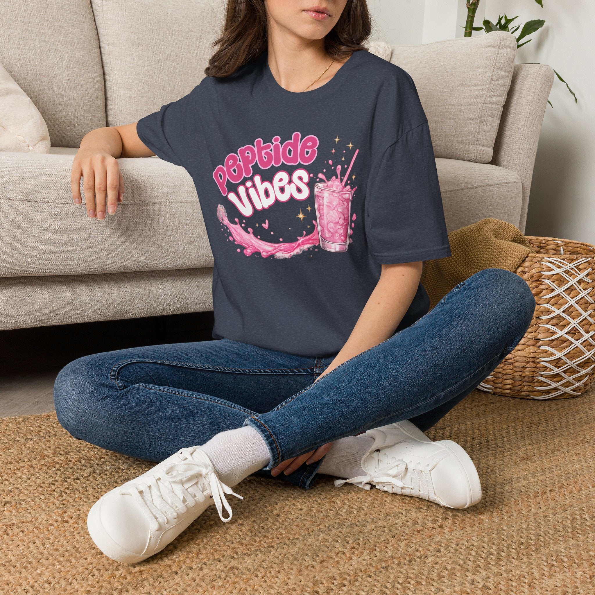 Peptide Vibes T-Shirt — Pink Boba Drink Graphic Tee