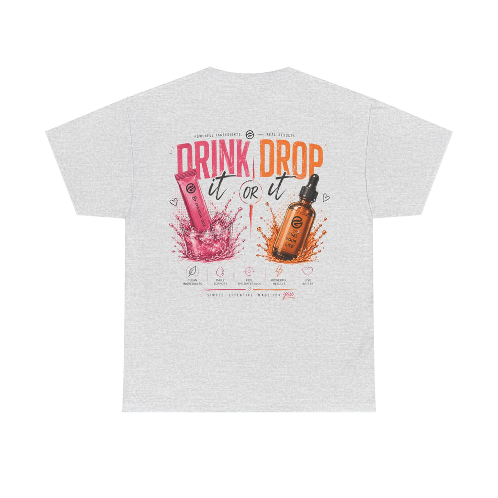Drink Drop It or Lit Tee — Retro Cocktail Party Graphic T-Shirt