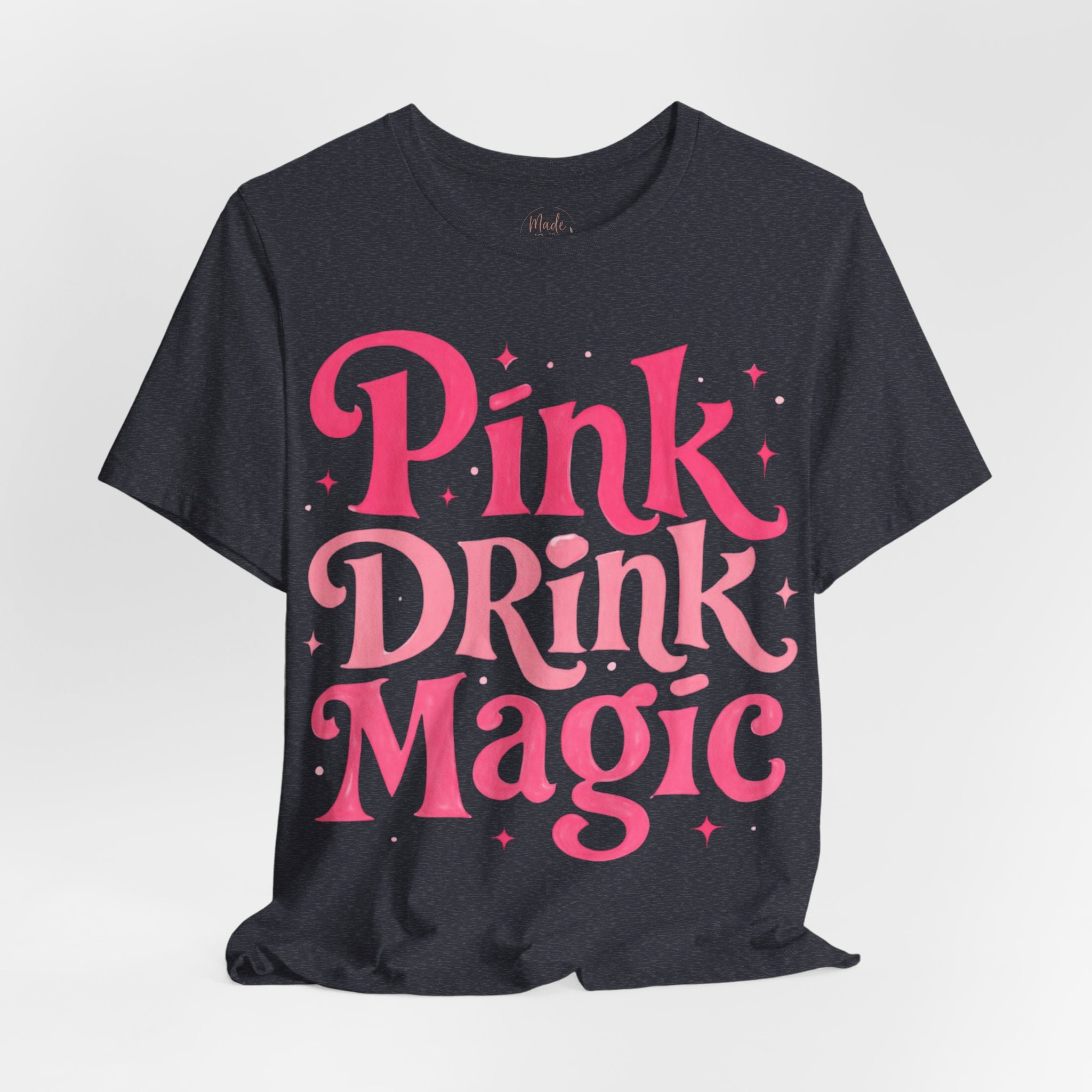 Pink Drink Magic Tee — Cute Retro Script Graphic T-Shirt