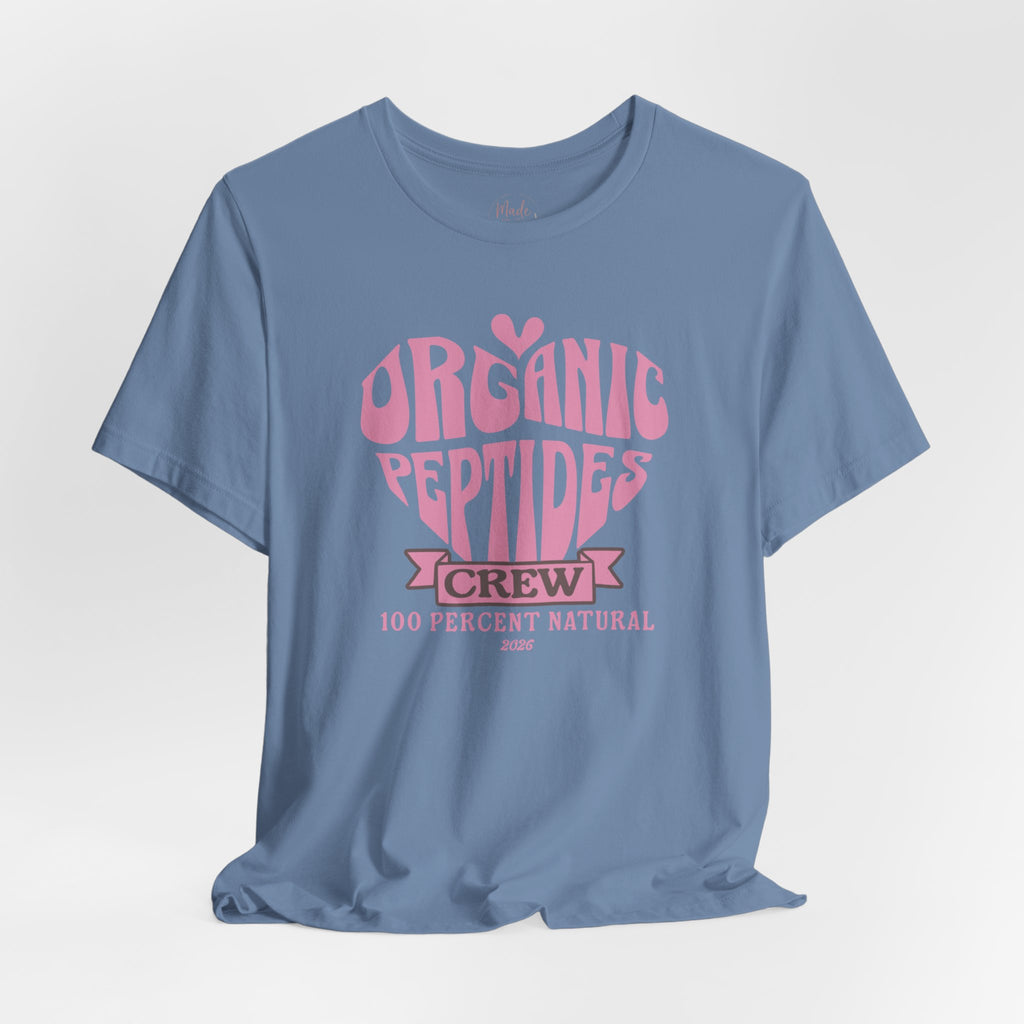 Organic Peptides Tee — Cute Retro Script Graphic T-Shirt