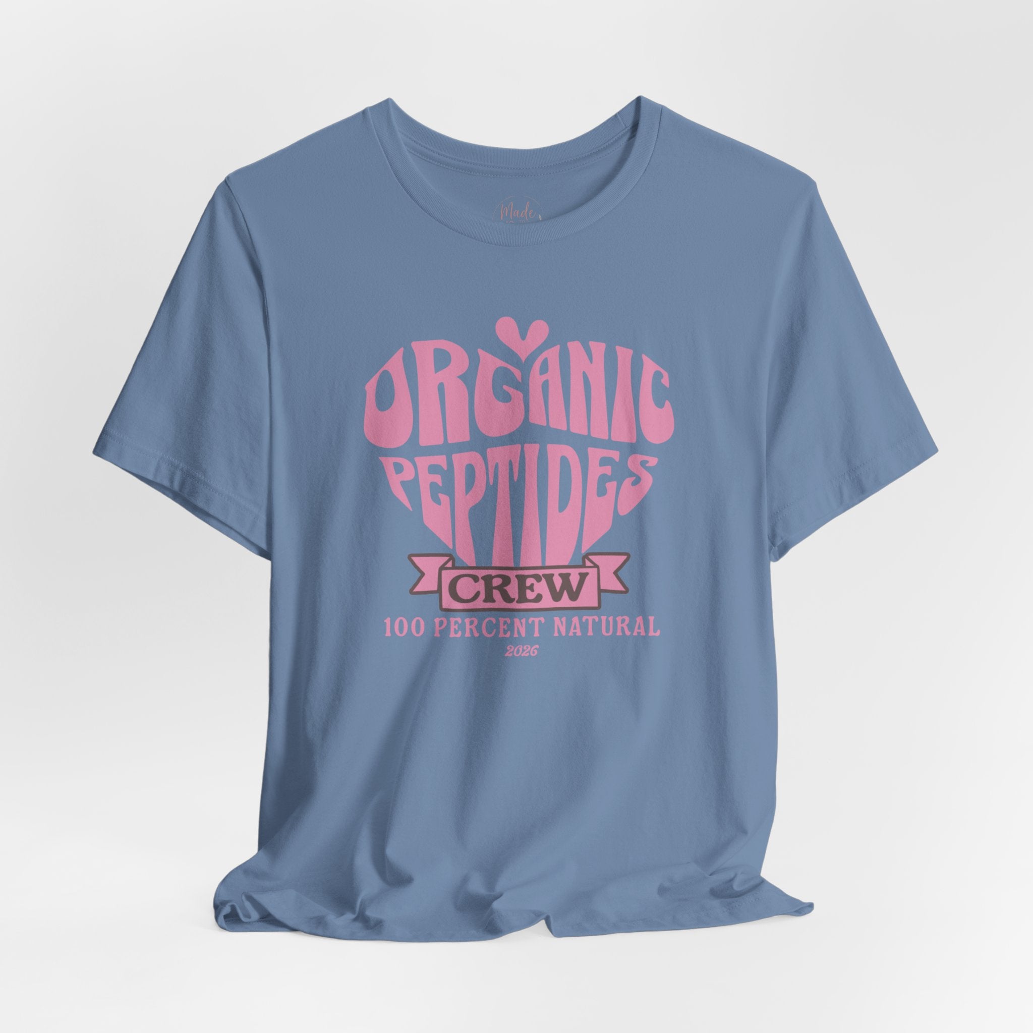Organic Peptides Tee — Cute Retro Script Graphic T-Shirt