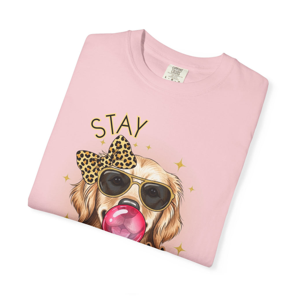 Stay Golden Retriever Shirt, Cute Dog Graphic Tee, Positive Vibes Energy, Bubble Gum Dog T Shirt, Aesthetic Pet Lover Gift, Gift for Her