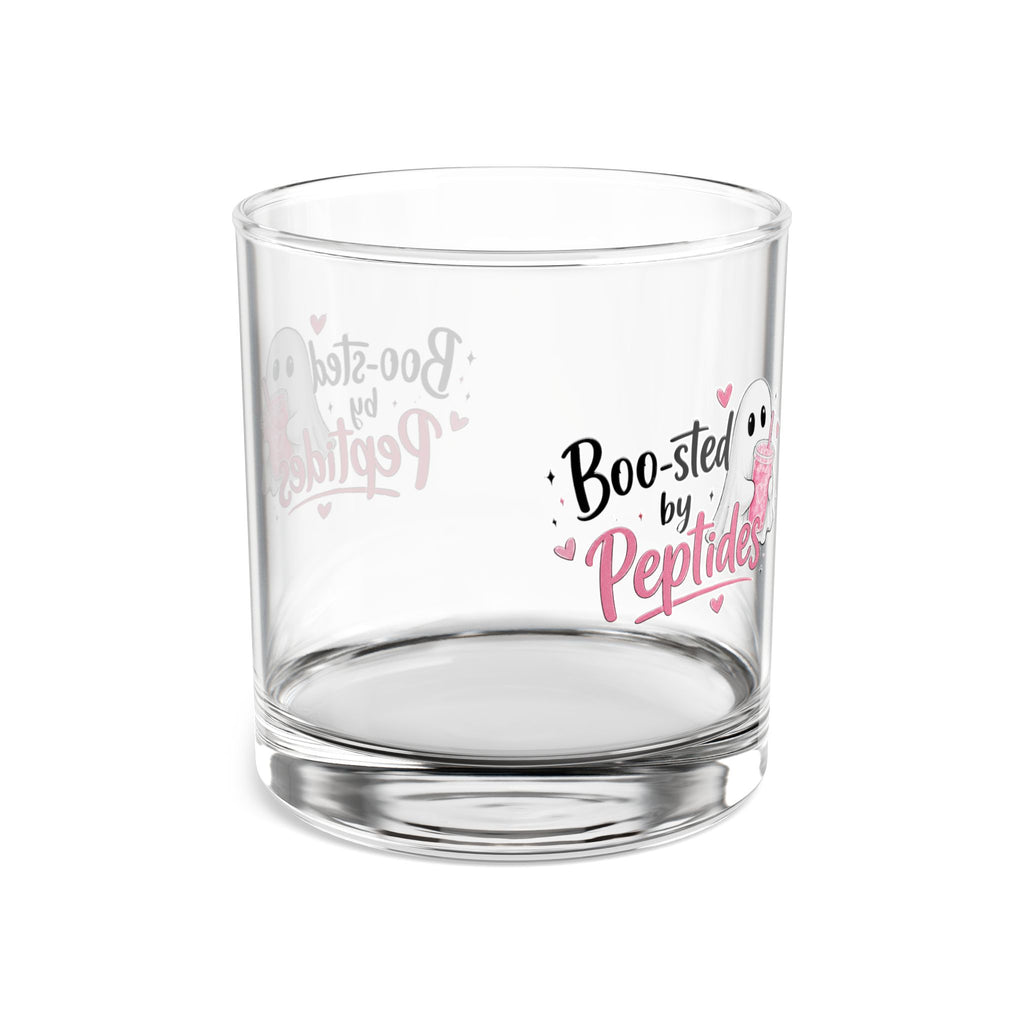 10oz Rocks Glass — "Boo-sted by Peptides" Cute Ghost Cocktail Glass