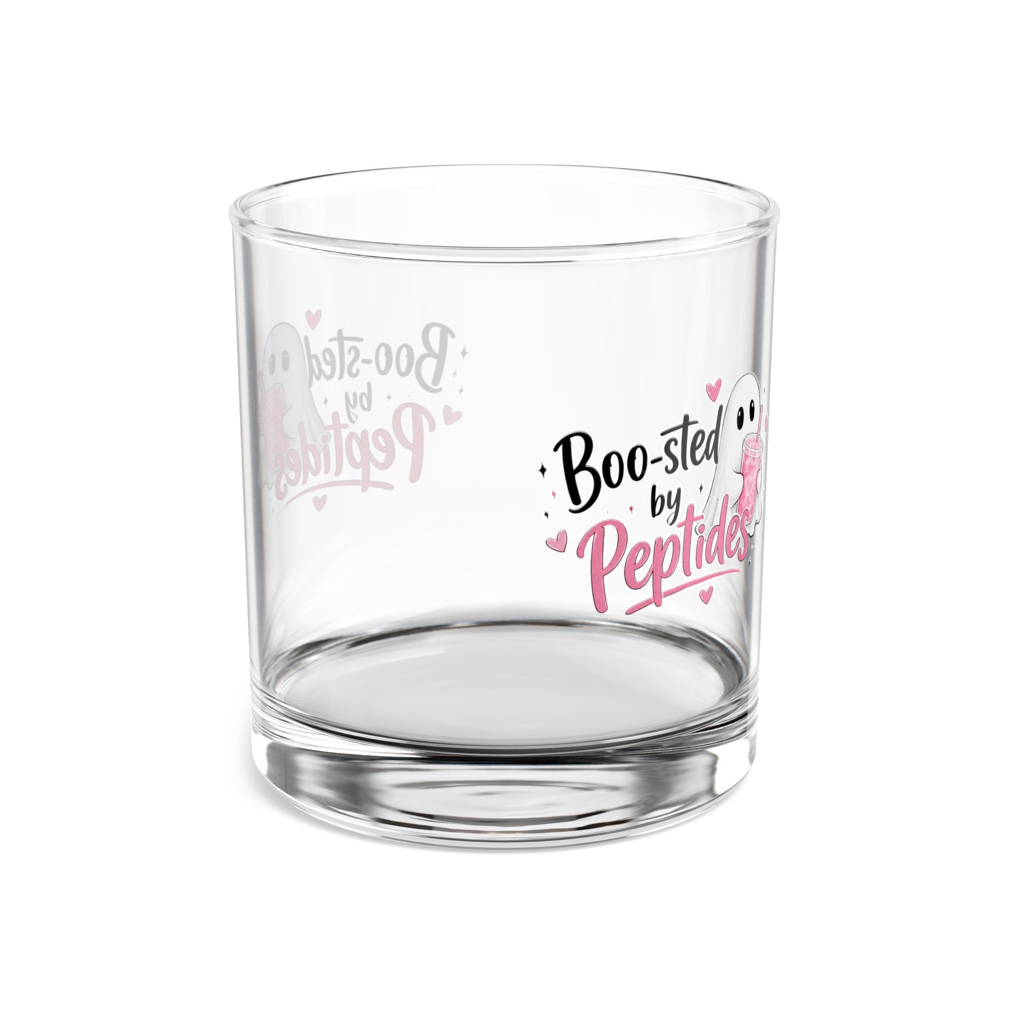 10oz Rocks Glass — "Boo-sted by Peptides" Cute Ghost Cocktail Glass