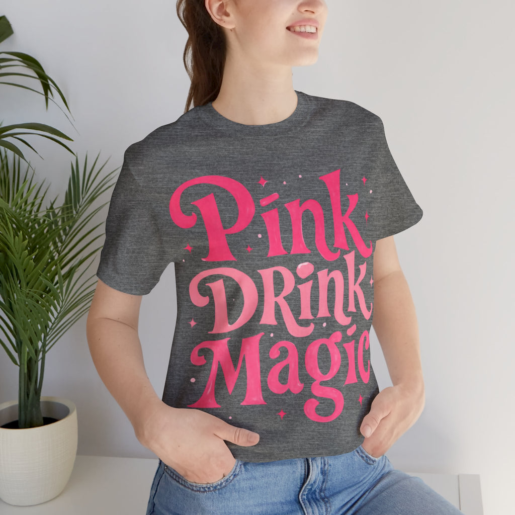 Pink Drink Magic Tee — Cute Retro Script Graphic T-Shirt