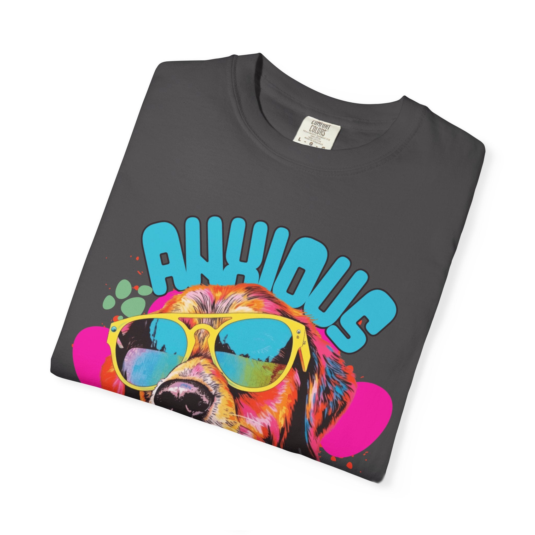 Retro Golden Retriever Shirt, Anxious but Pawsitive Tee, Mental Health Dog Mom, Comfort Colors Colorful Puppy T Shirt, Dog Lover Gift