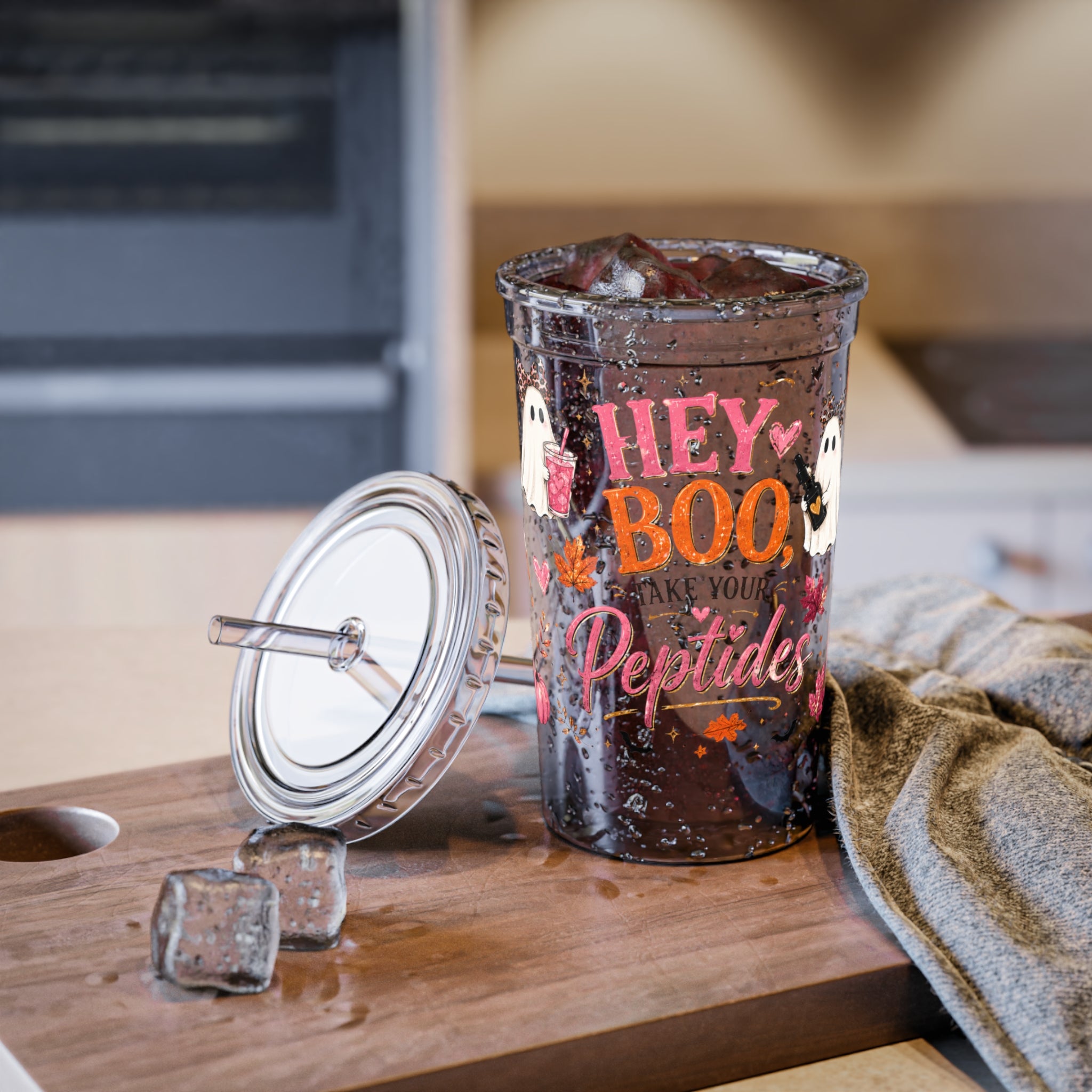 Autumn 'Hey Boo' Ghost Acrylic Tumbler