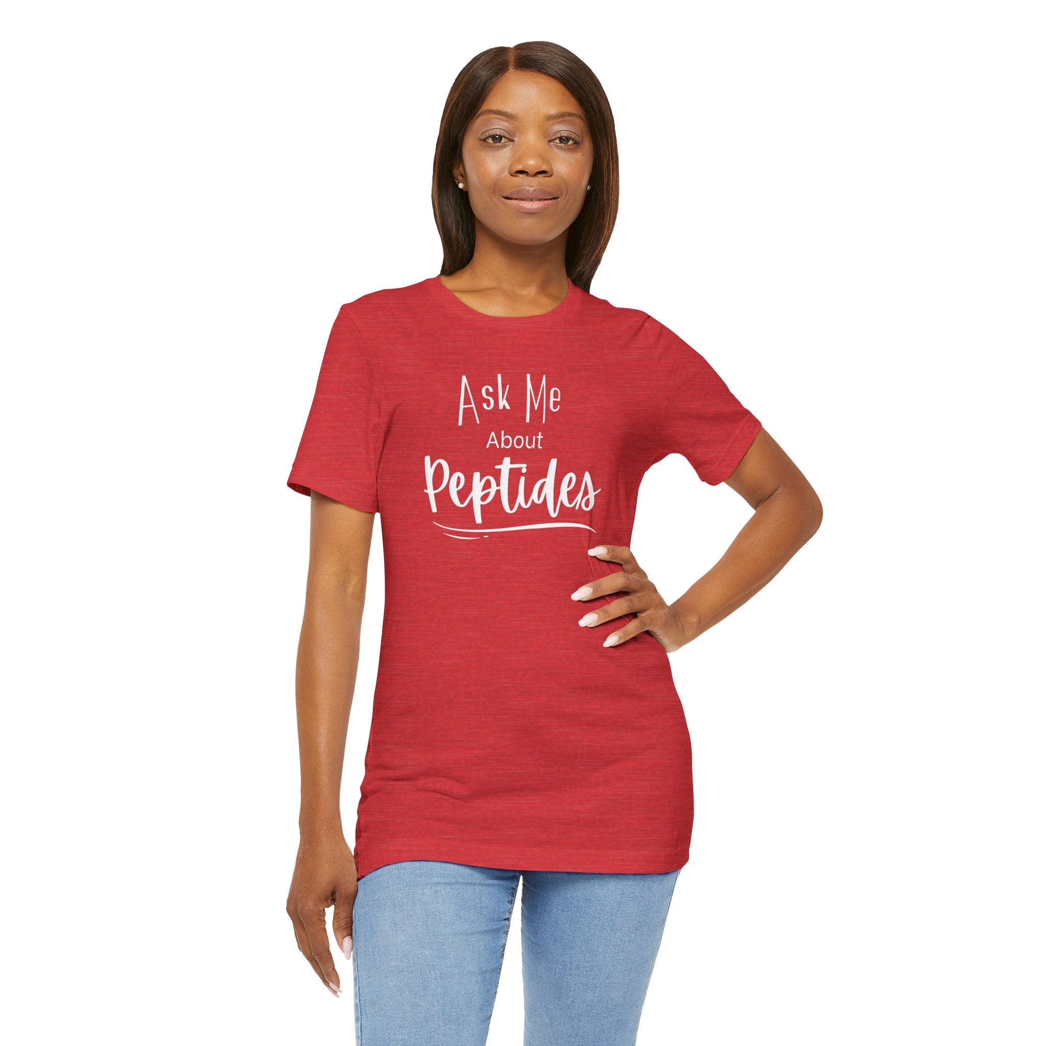 Ask Me about Peptides — Unisex Jersey Short Sleeve T-Shirt