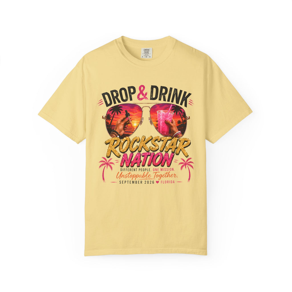 Unisex Drop & Drink Change Lives T-Shirt — Firefighter Sunglasses Graphic Tee