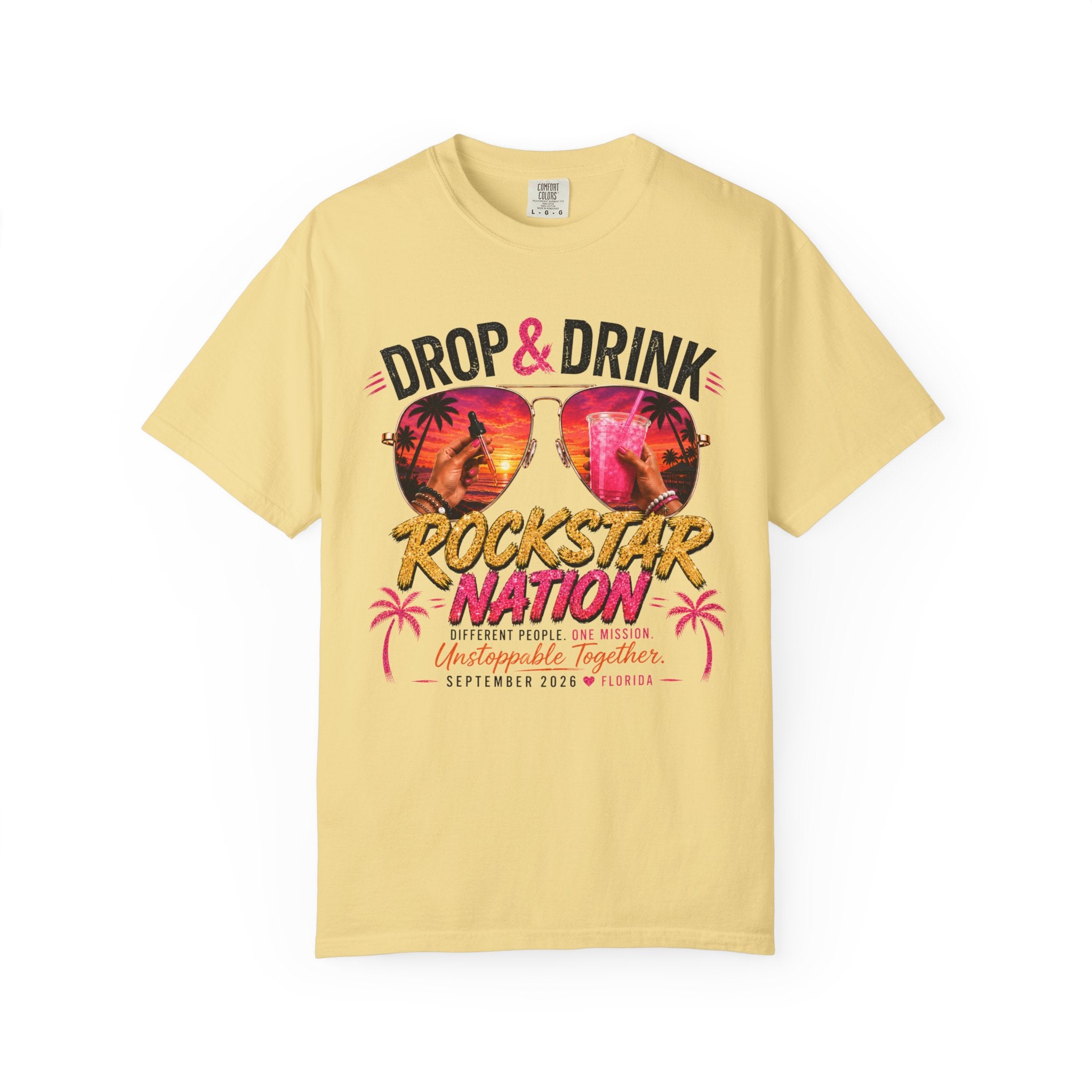 Unisex Drop & Drink Change Lives T-Shirt — Firefighter Sunglasses Graphic Tee
